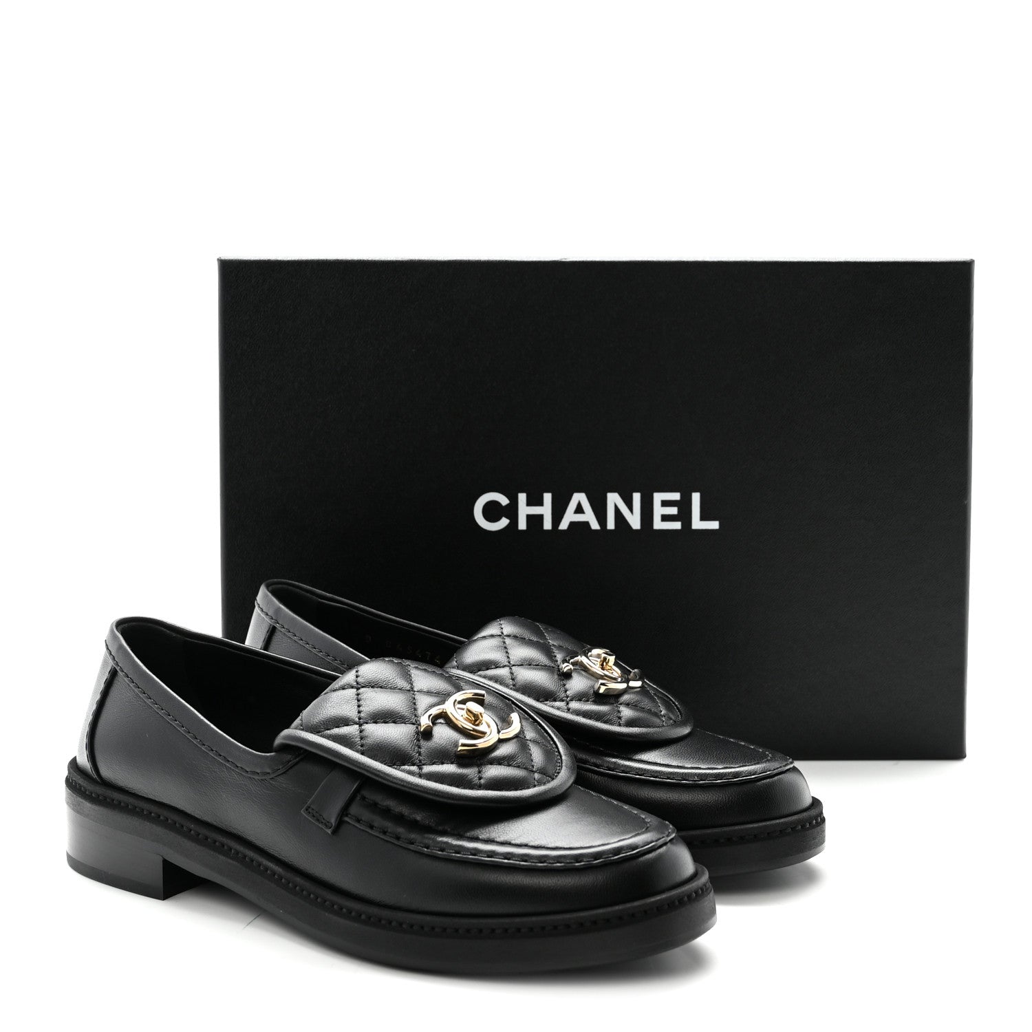 Lambskin Quilted CC Turnlock Loafers 36 Black