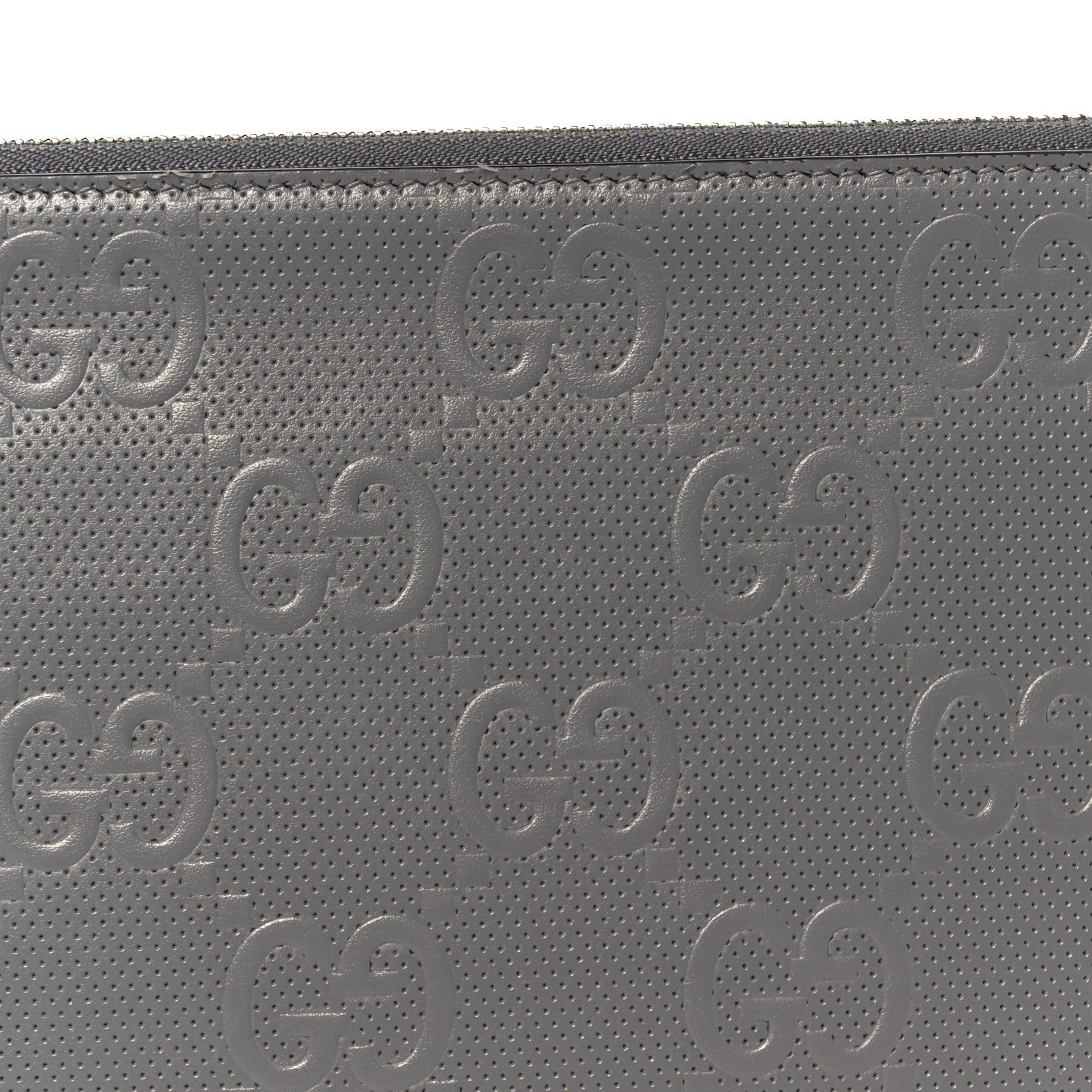 Calfskin GG Tennis Embossed Wristlet Pouch Grey