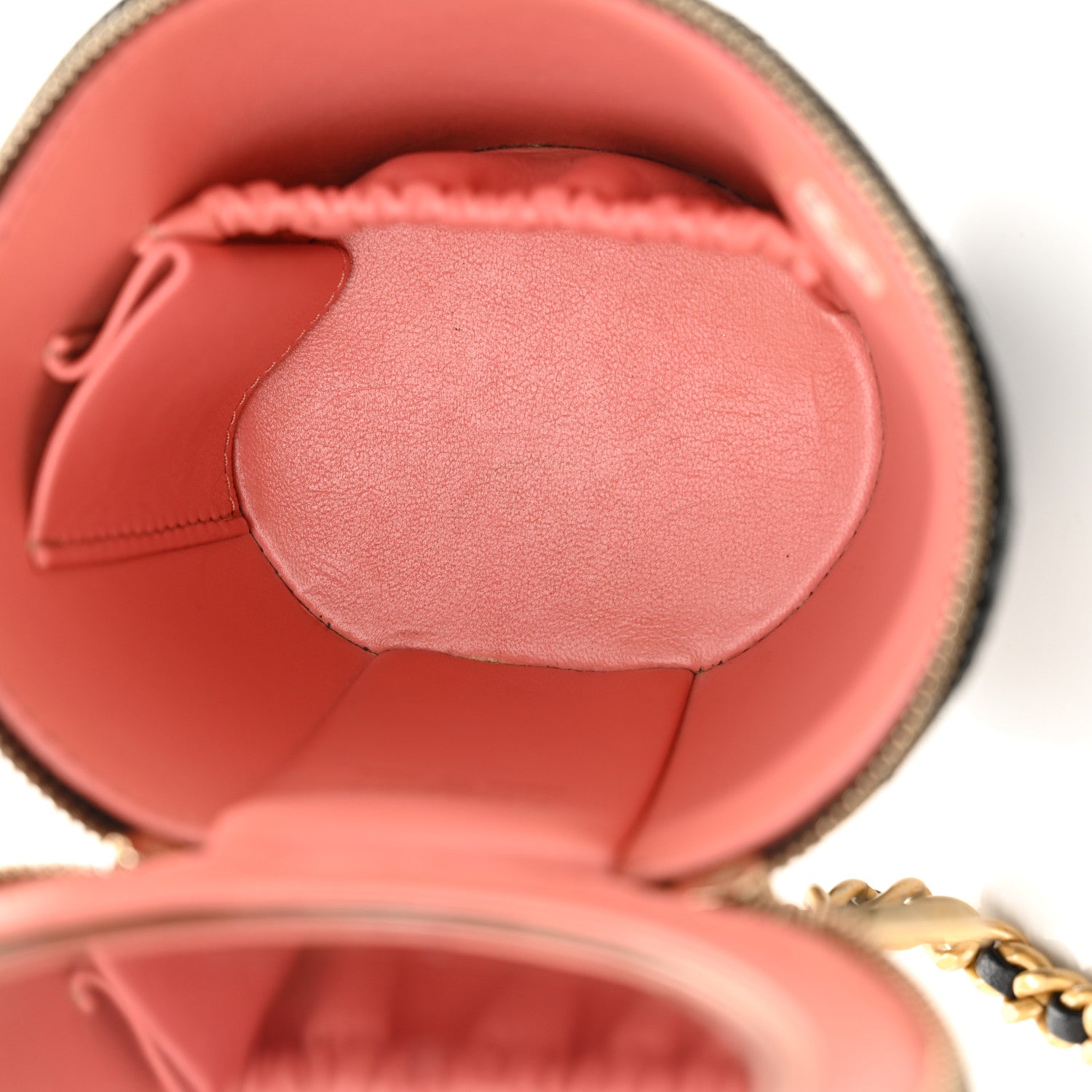 Patent Quilted Afternoon Tea Top Handle Vanity Case With Chain Black