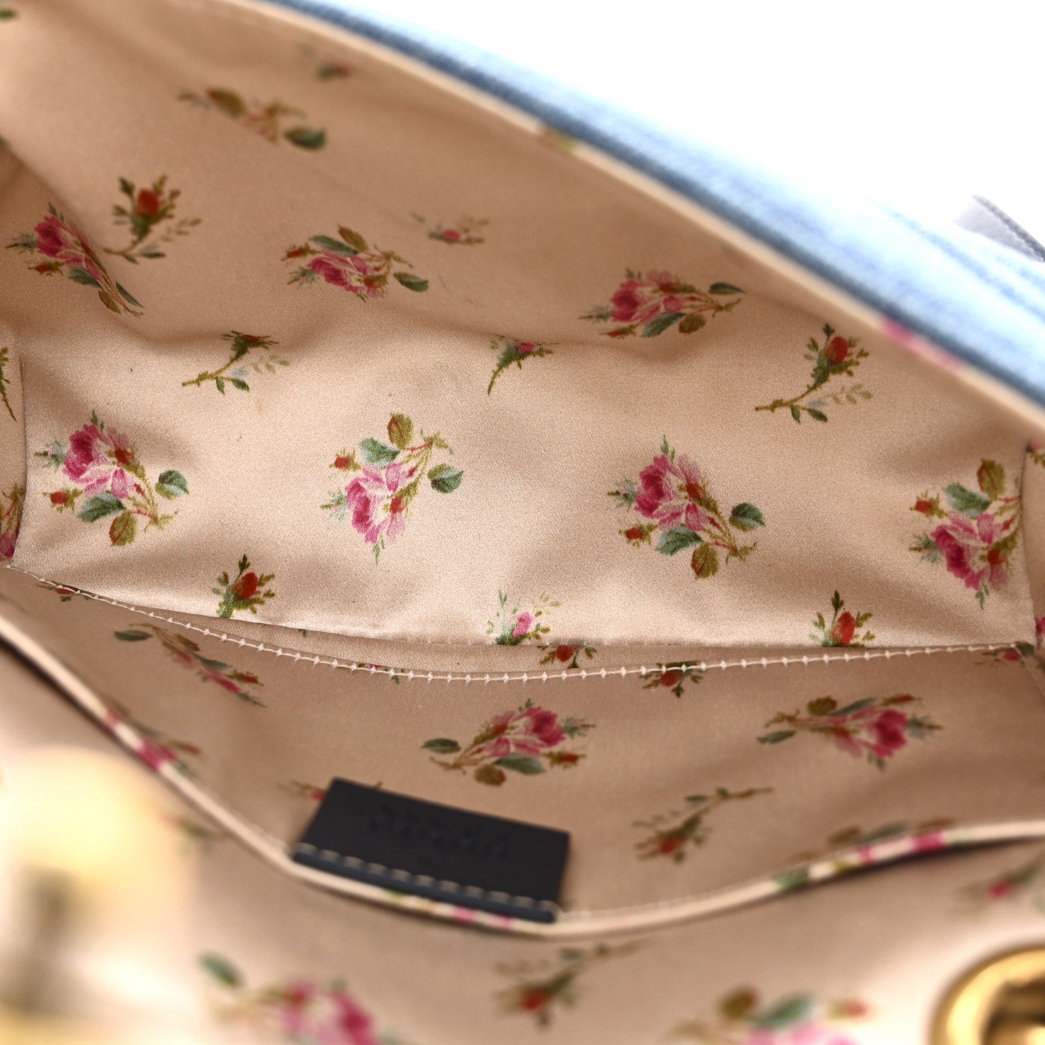 Denim Matelasse Small Pearly GG Marmont Shoulder Bag Blue
