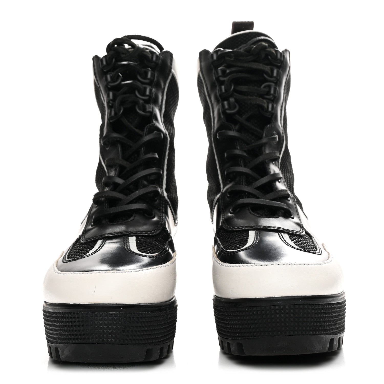 Calfskin Technical Nylon Laureate Platform Desert Boot 39 Black White