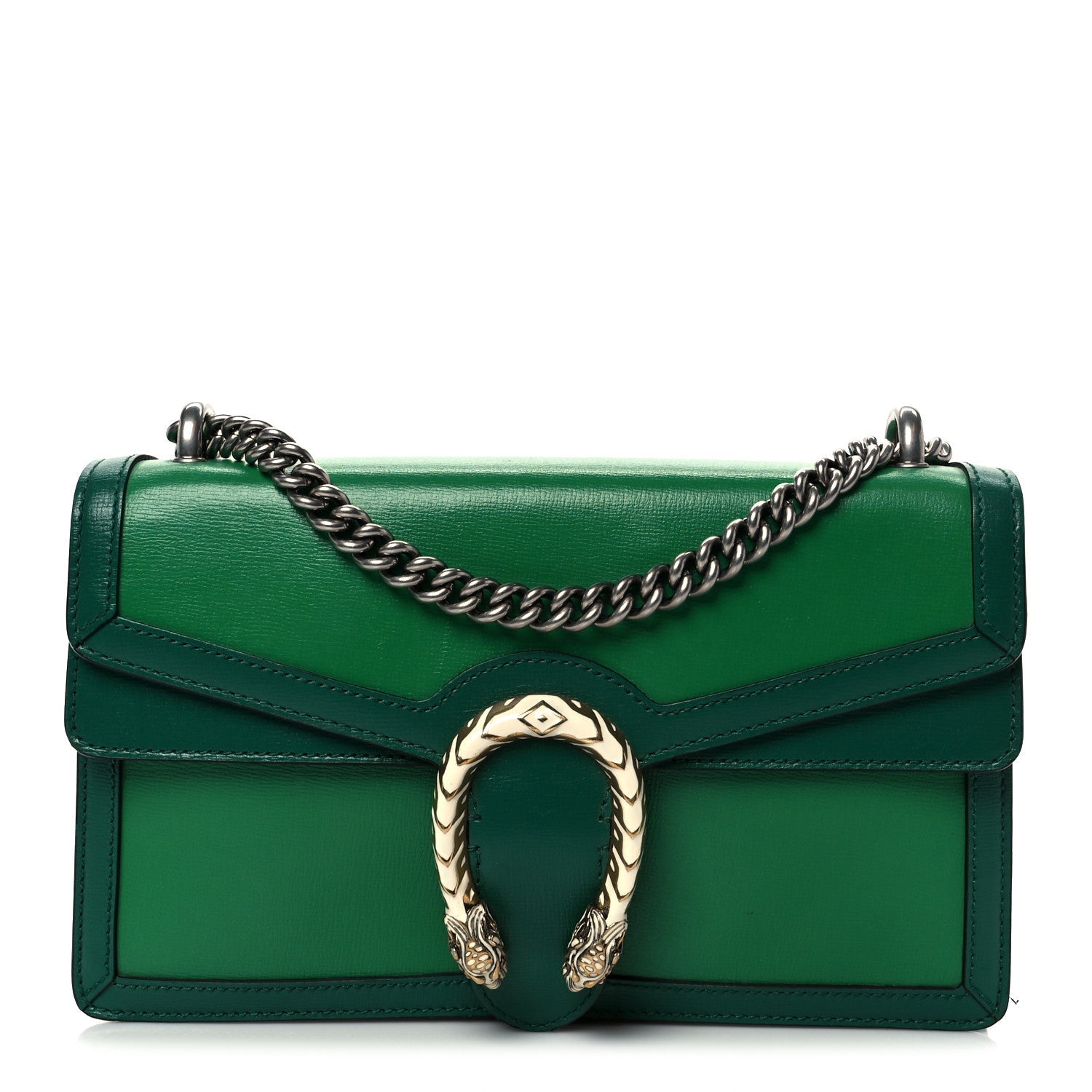 Azalea Calfskin Enamel Small Dionysus Shoulder Bag New Shamarock Emerald Off White