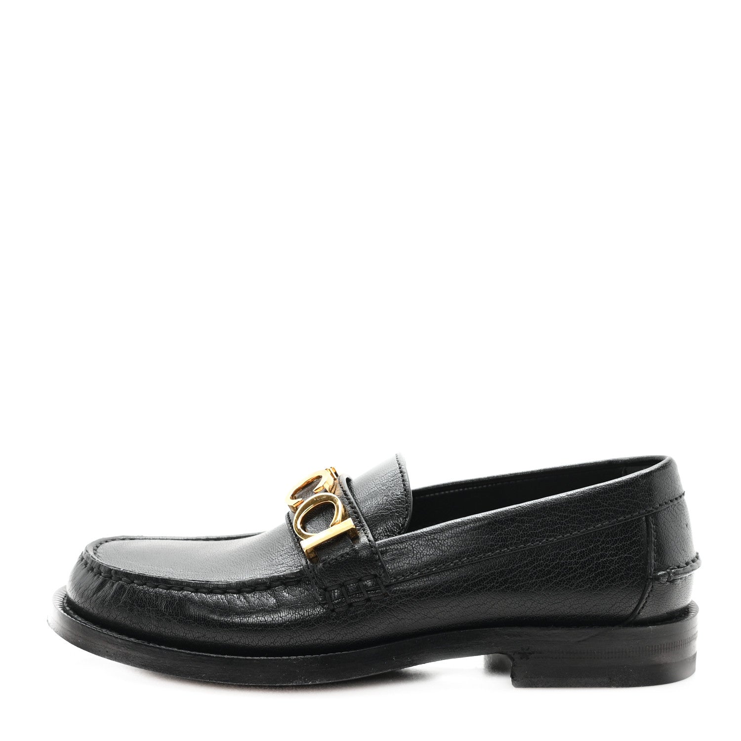Goatskin Womens Logo 15mm Loafers 35 Black