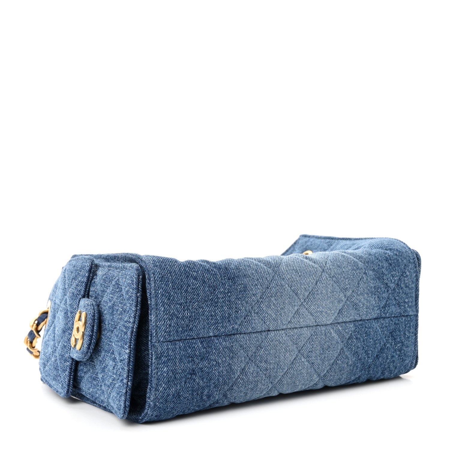 Washed Denim Quilted Mini Chanel 25 Handbag Blue