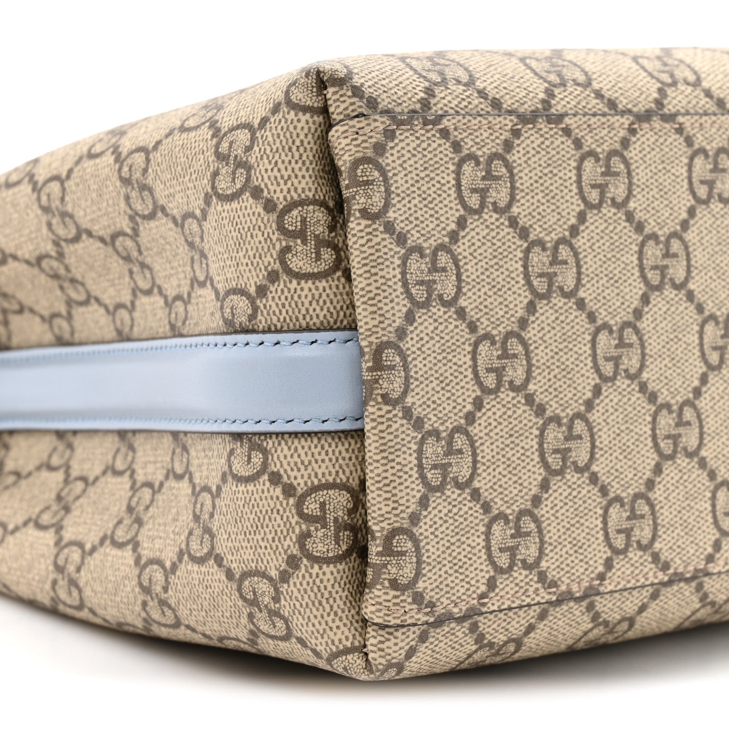 GG Supreme Monogram Emblem Small Shoulder Bag Beige Ebony Light Blue