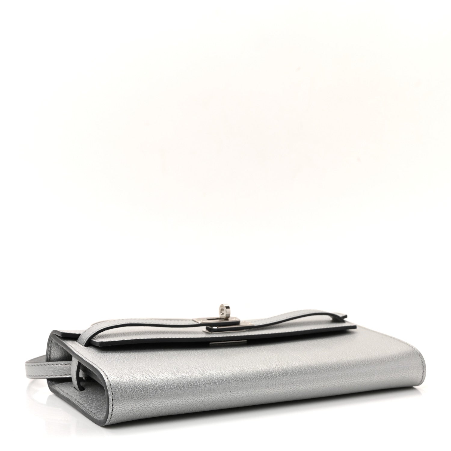 Metallic Chevre Chamkilight Kelly Wallet To Go Argent