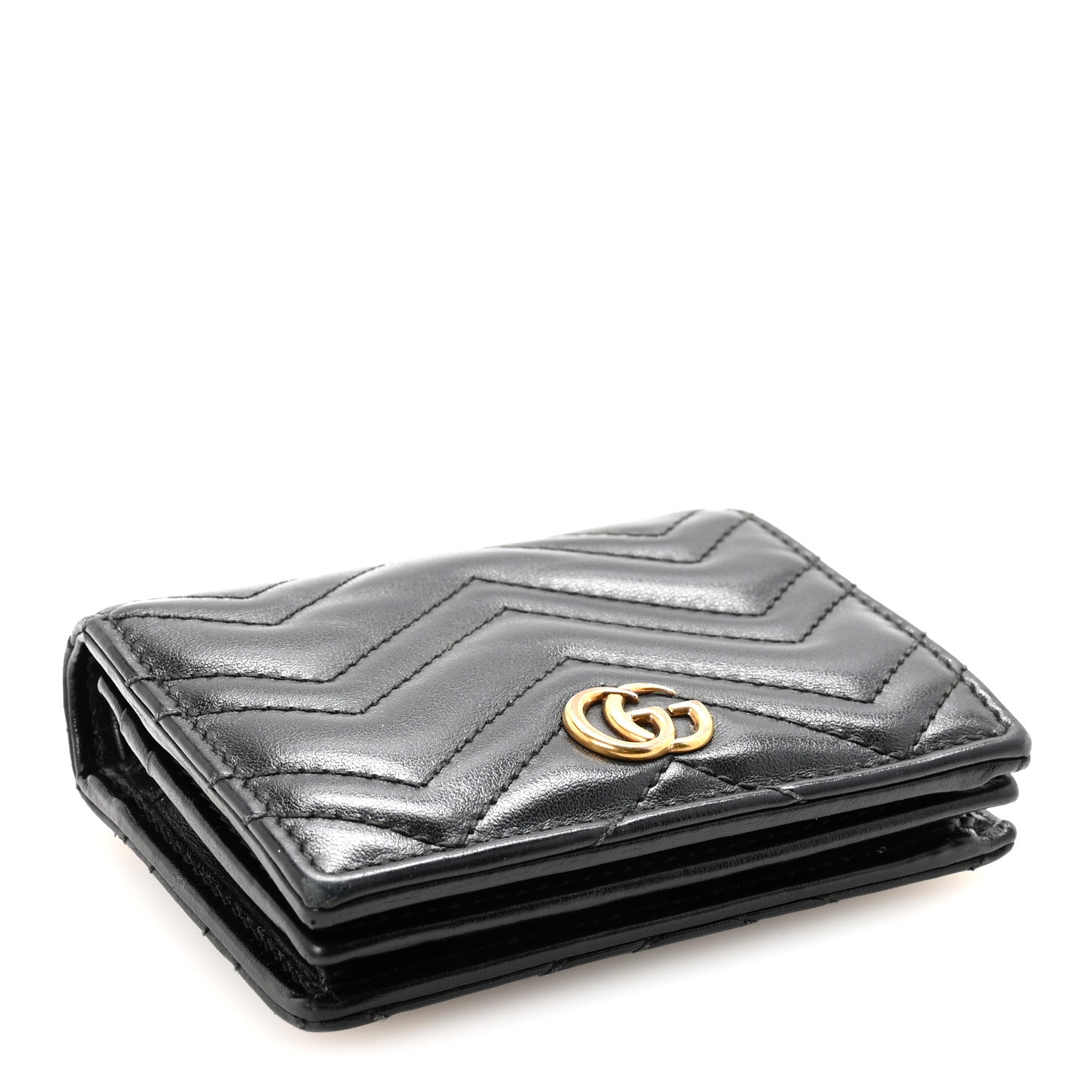 Calfskin Matelasse GG Marmont Card Case Wallet Black