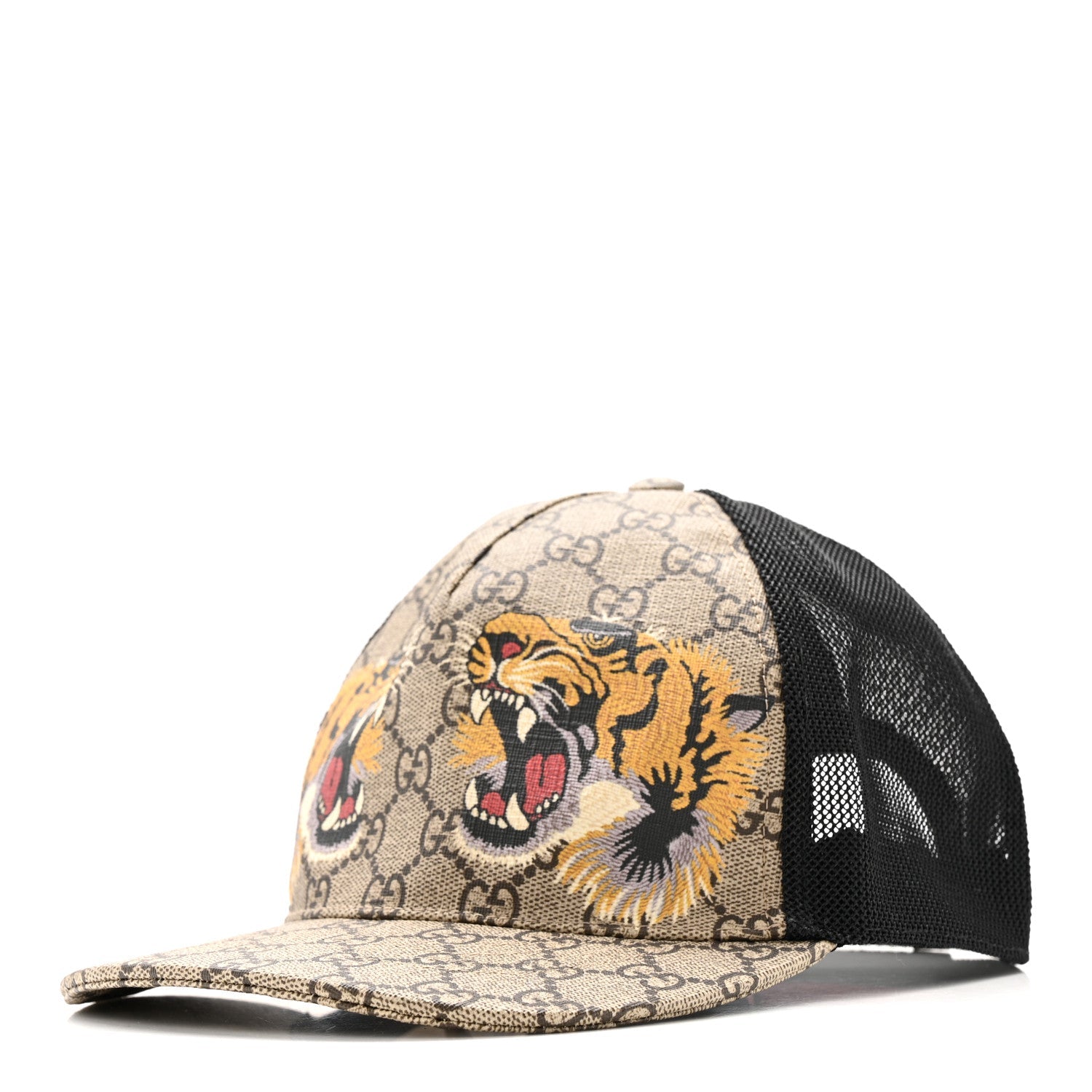 GG Supreme Monogram Tiger Print Baseball Hat XL 60 Beige