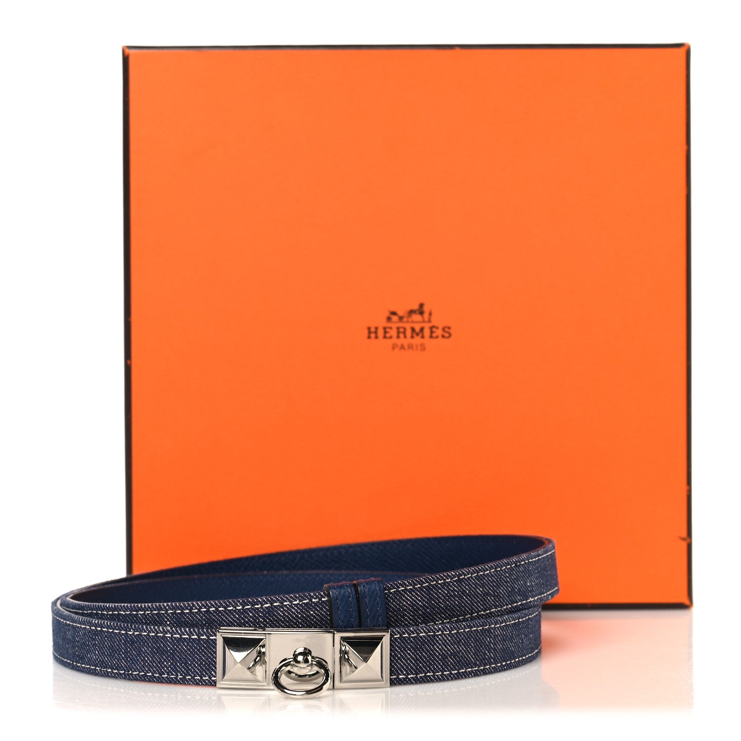 Denim Epsom Rivale 18 Belt Bleu Indigo White Bleu Navy