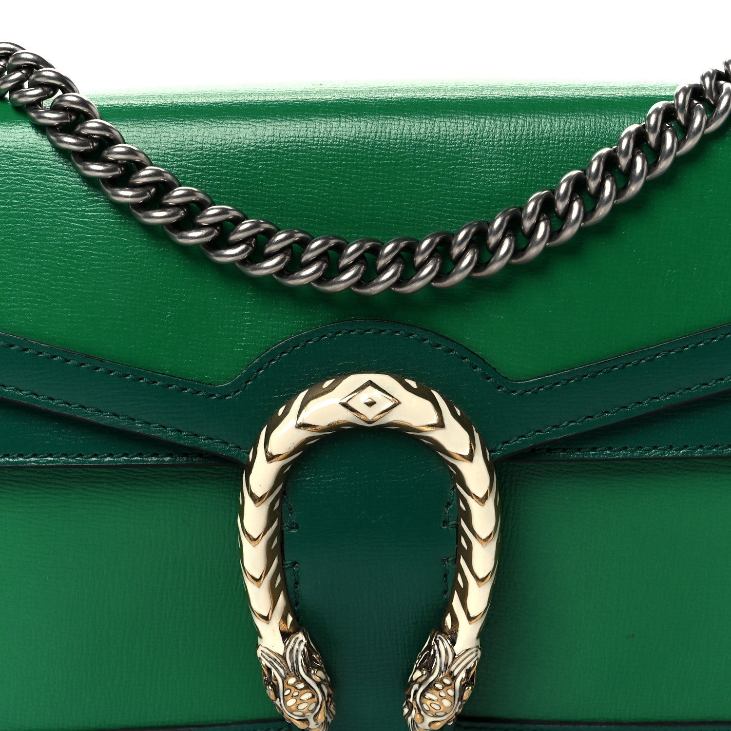 Azalea Calfskin Enamel Small Dionysus Shoulder Bag New Shamarock Emerald Off White