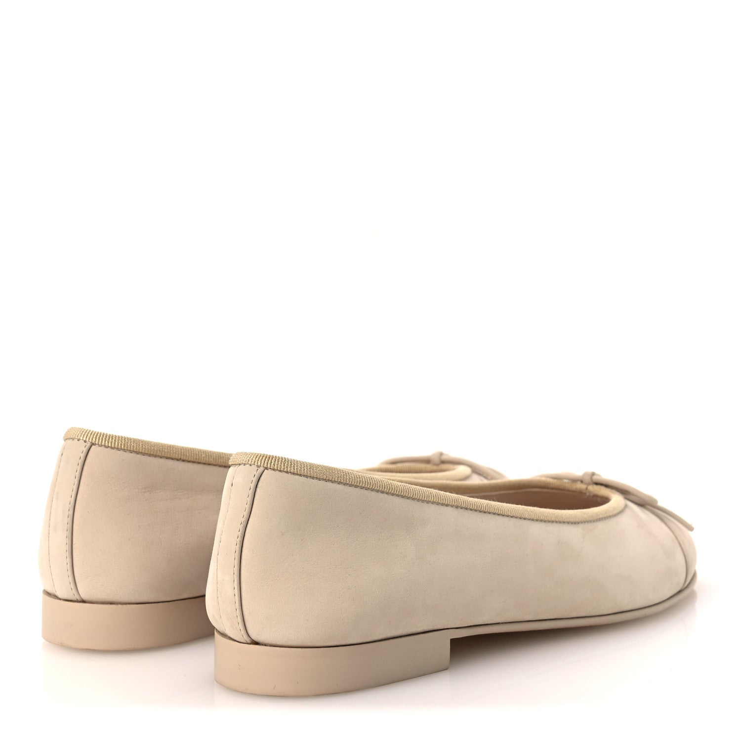 Suede Calfskin Cap Toe CC Ballerina Flats 36 Beige