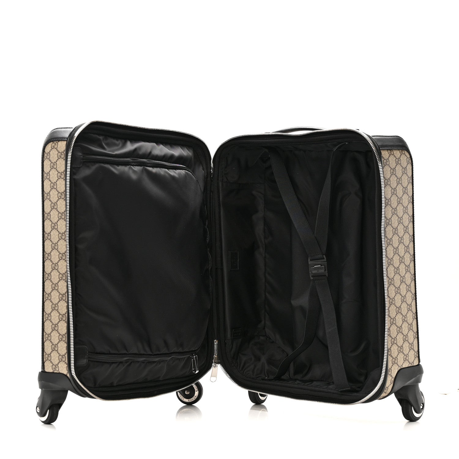 GG Supreme Monogram Calfskin Carry On Trolley Beige Ebony Black