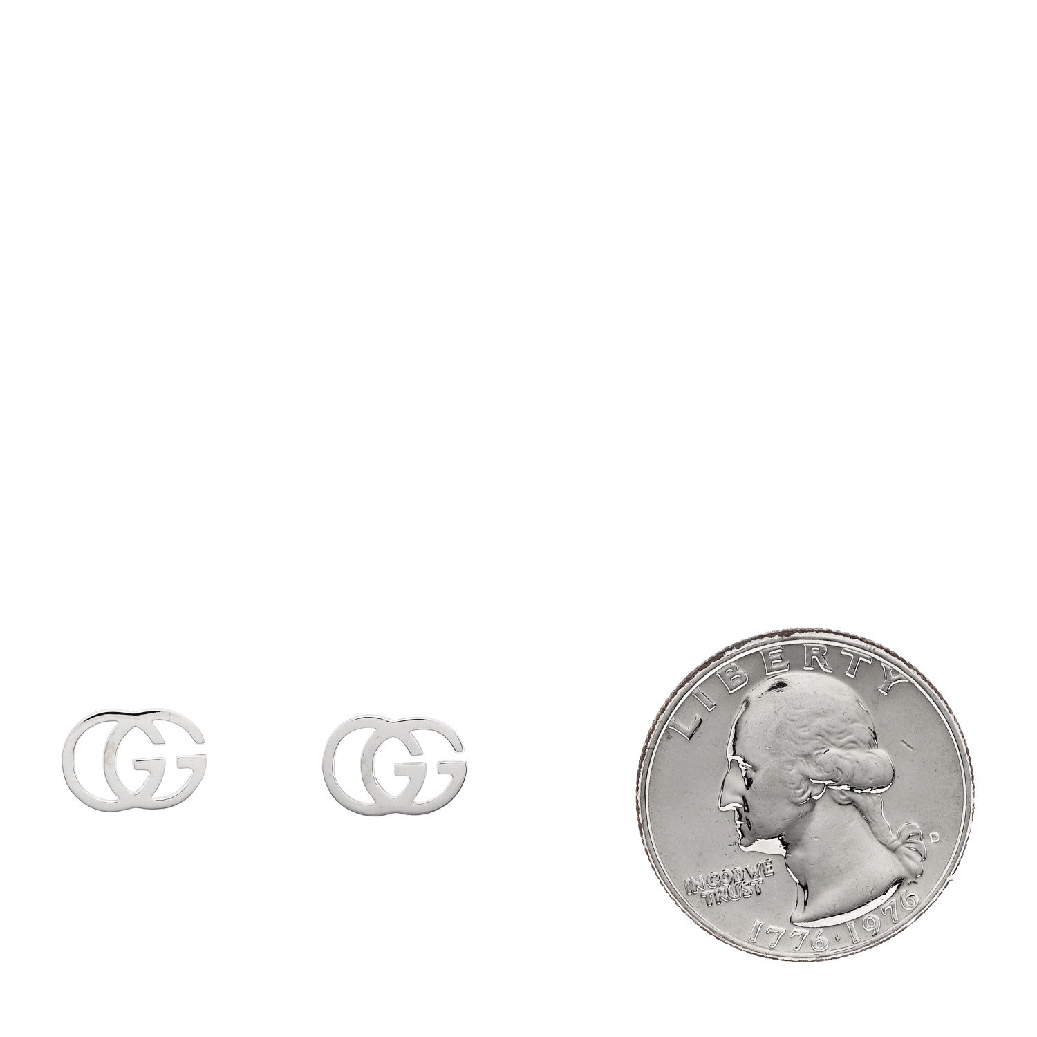 18K White Gold Running G Stud Earrings