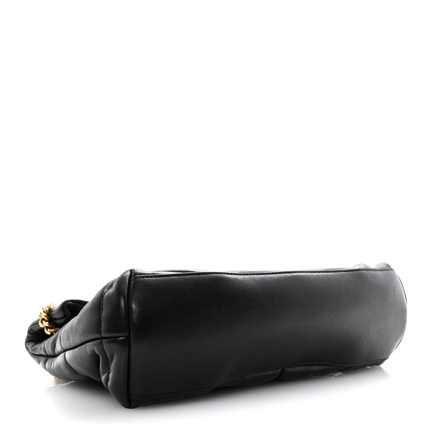 Lambskin Quilted Small Loulou Puffer Monogram Chain Satchel Black