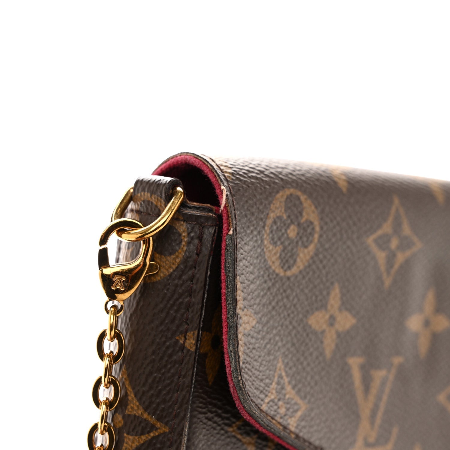 Monogram Pochette Felicie Chain Wallet Fuchsia