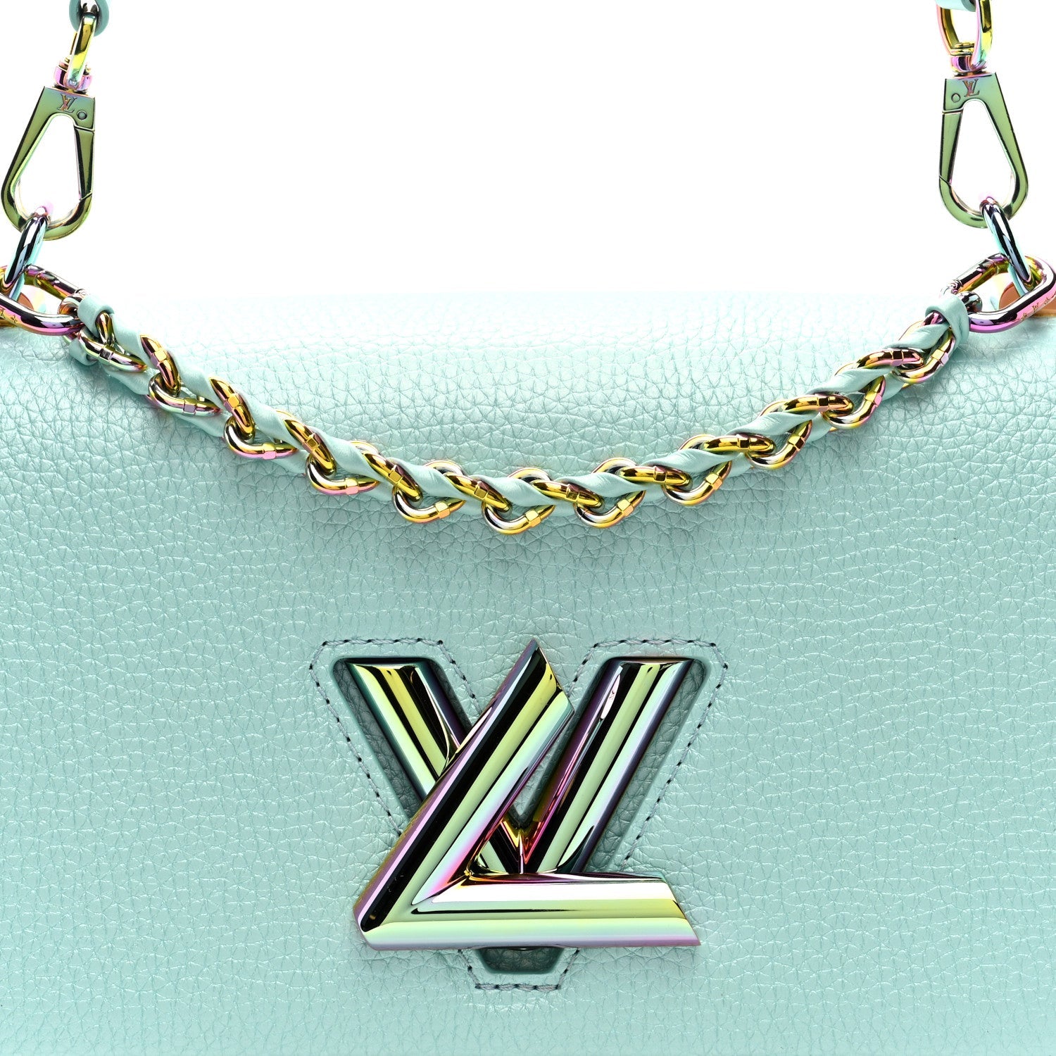Iridescent Grained Calfskin Summer Splash Twist MM Blue