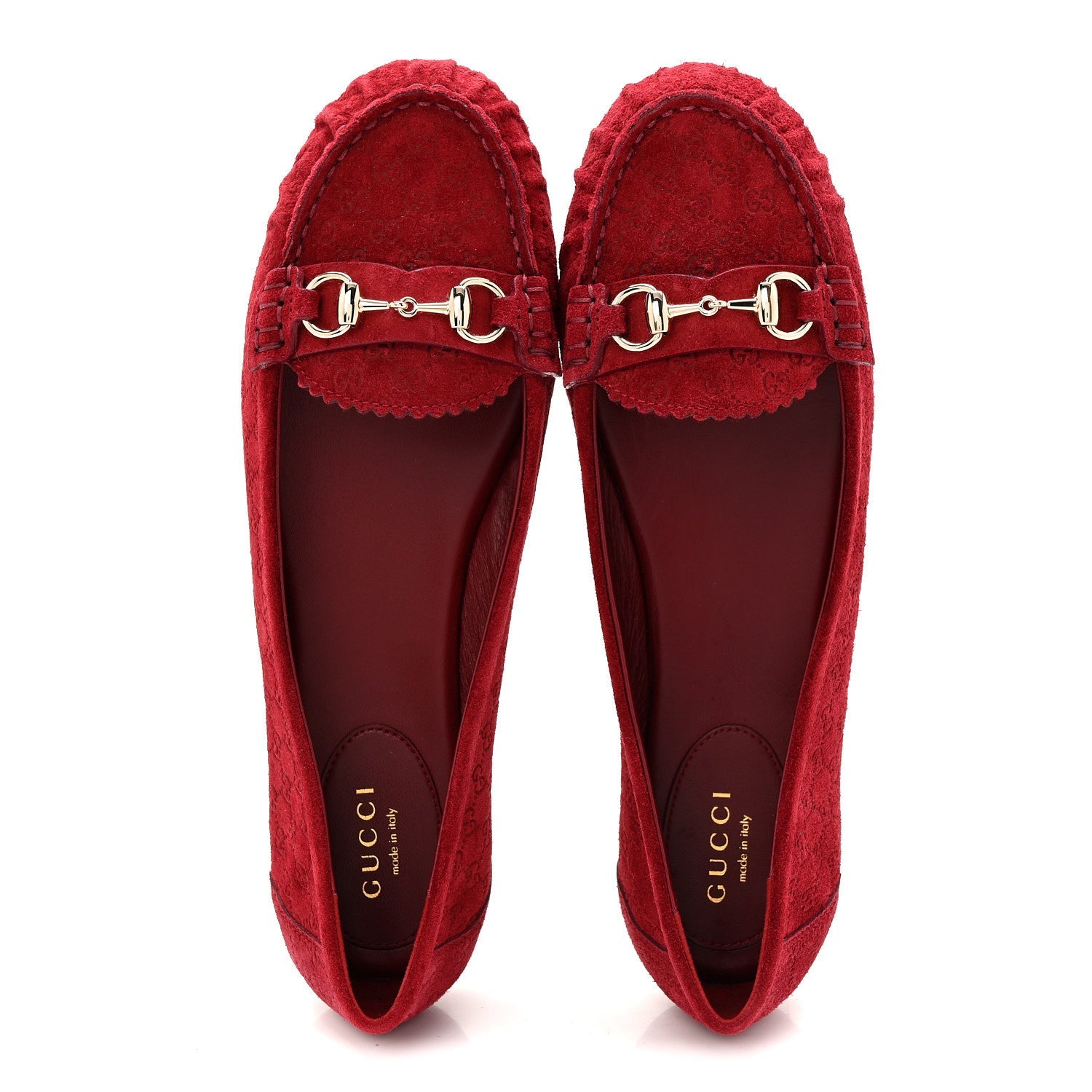 Suede Micro GG Horsebit Womens Kensington Moccasin Loafers 37 Rosso Ancora