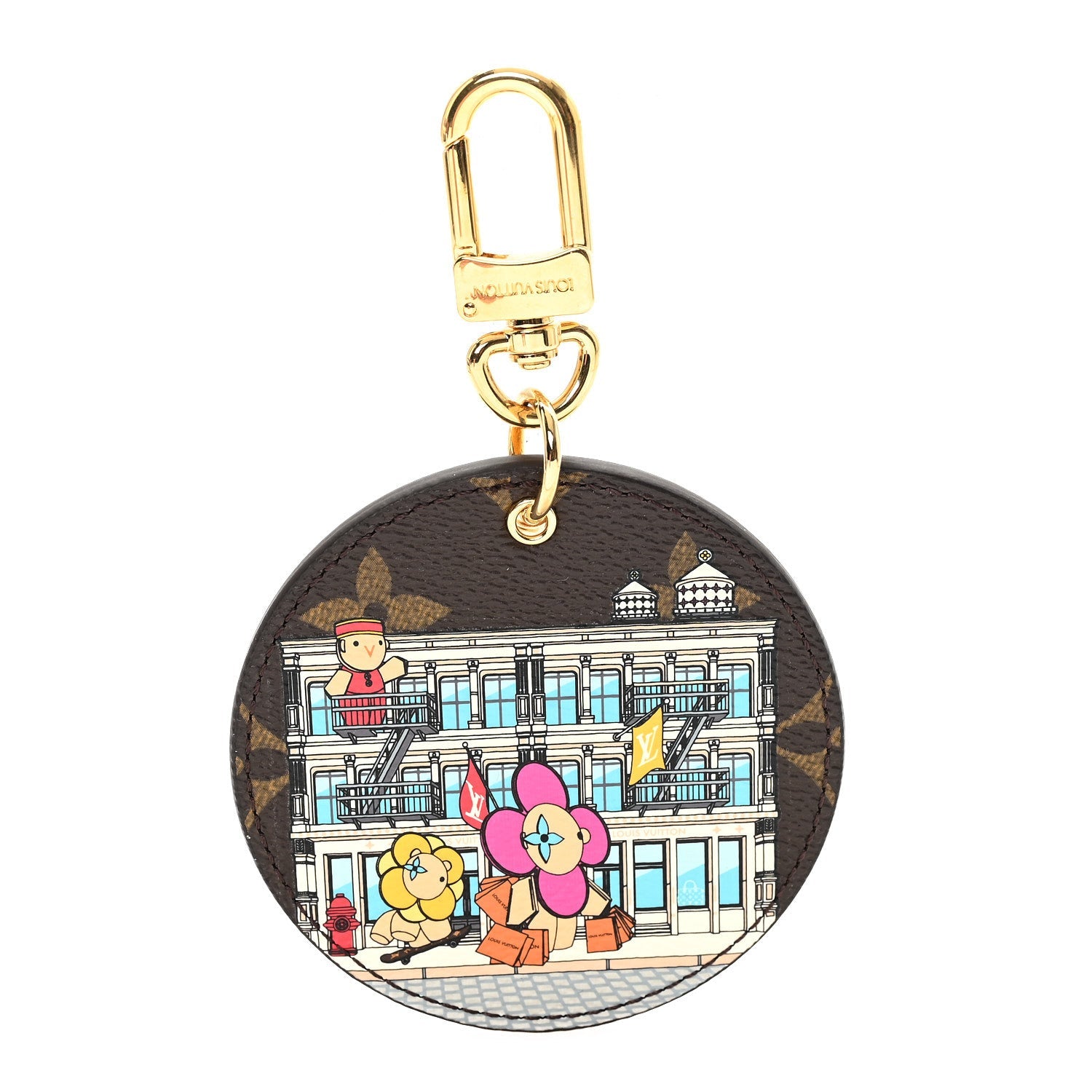 Monogram 2022 Christmas Animation New York Soho Bag Charm Key Ring Yellow