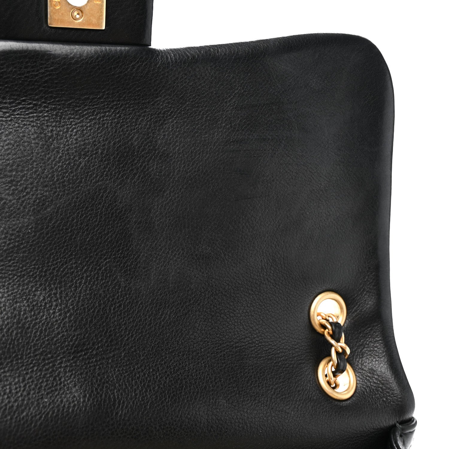 Calfskin Quilted Rock The Corner Flap Black