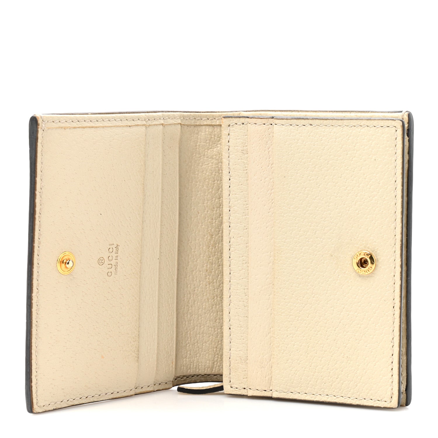 Textured Calfskin Web Ophidia Card Case Mystic White