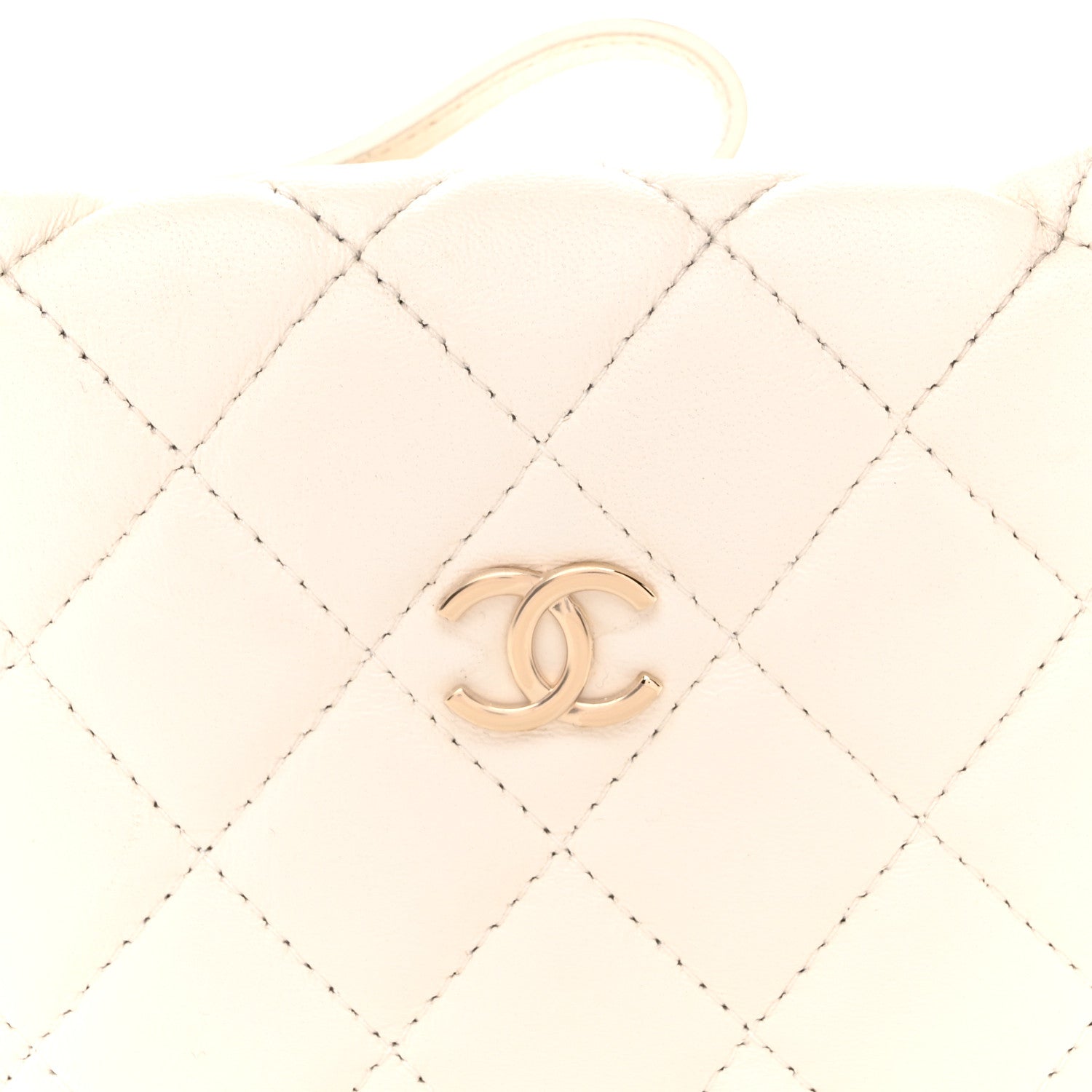 Lambskin Quilted Chain Around Pouch Hobo White