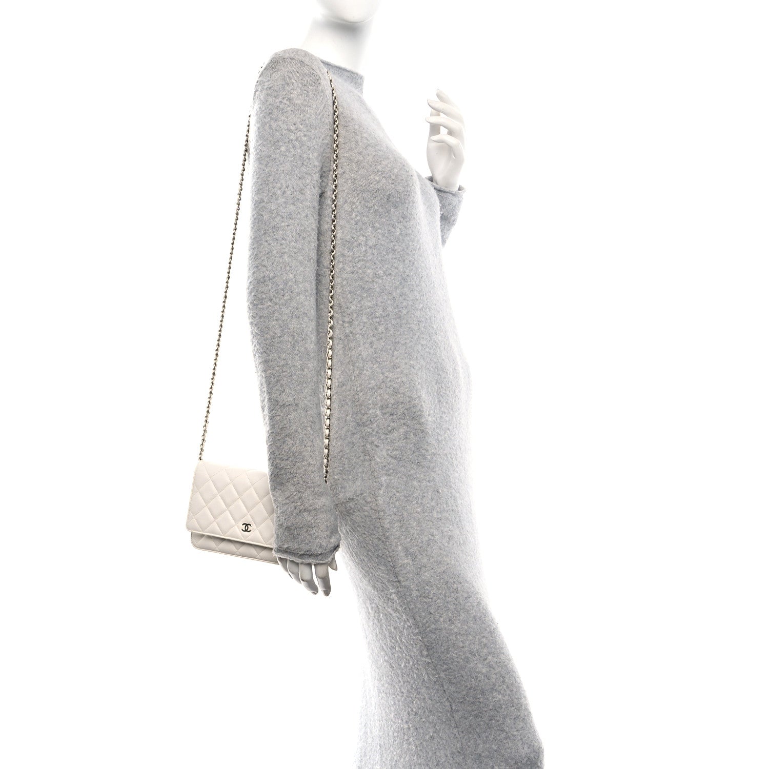 Caviar Quilted Wallet On Chain WOC White