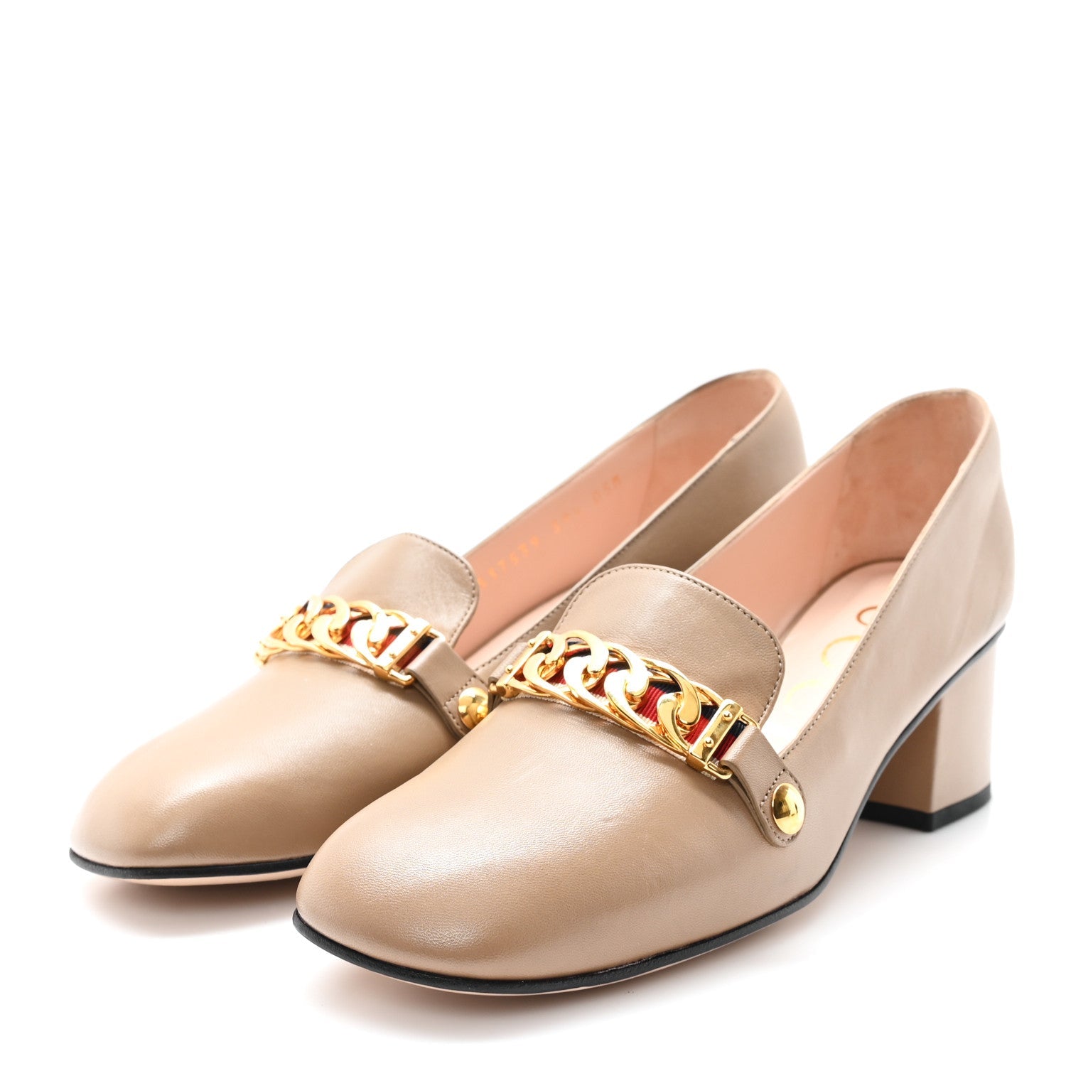 Malaga Kid Sylvie Web Chain Mid Heel Loafers 39.5 Mud
