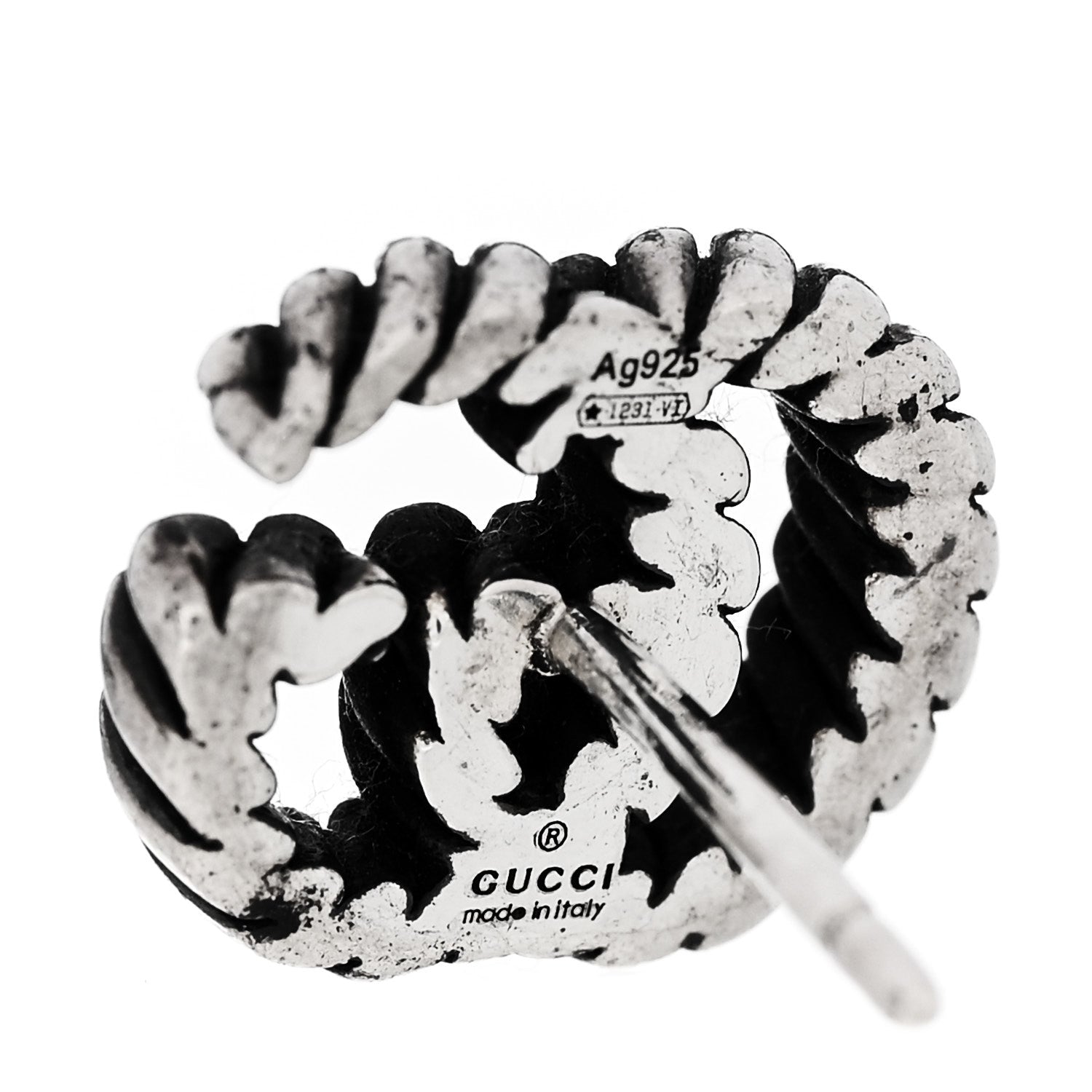 Sterling Silver Torchon Double G Earrings