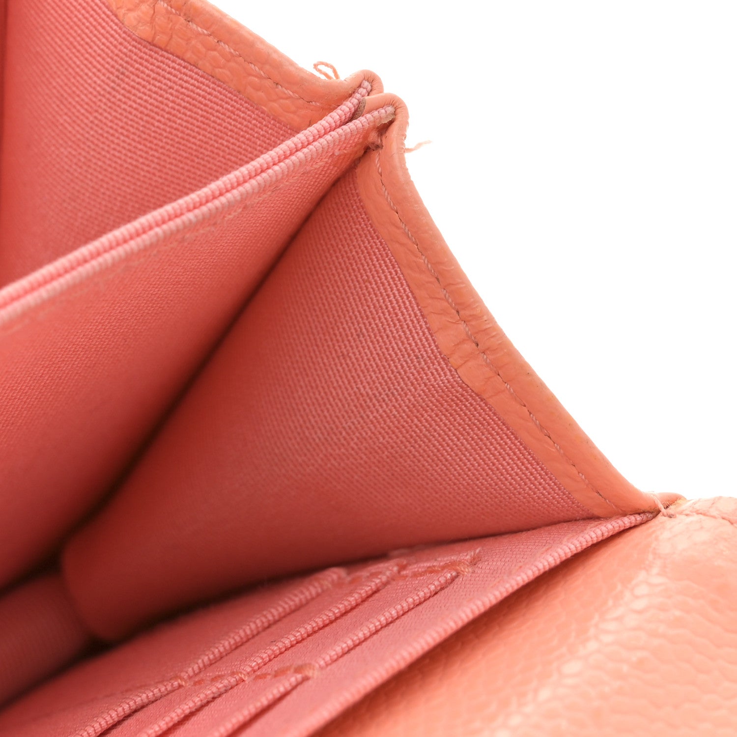 Caviar Quilted Mini Wallet On Chain WOC Coral