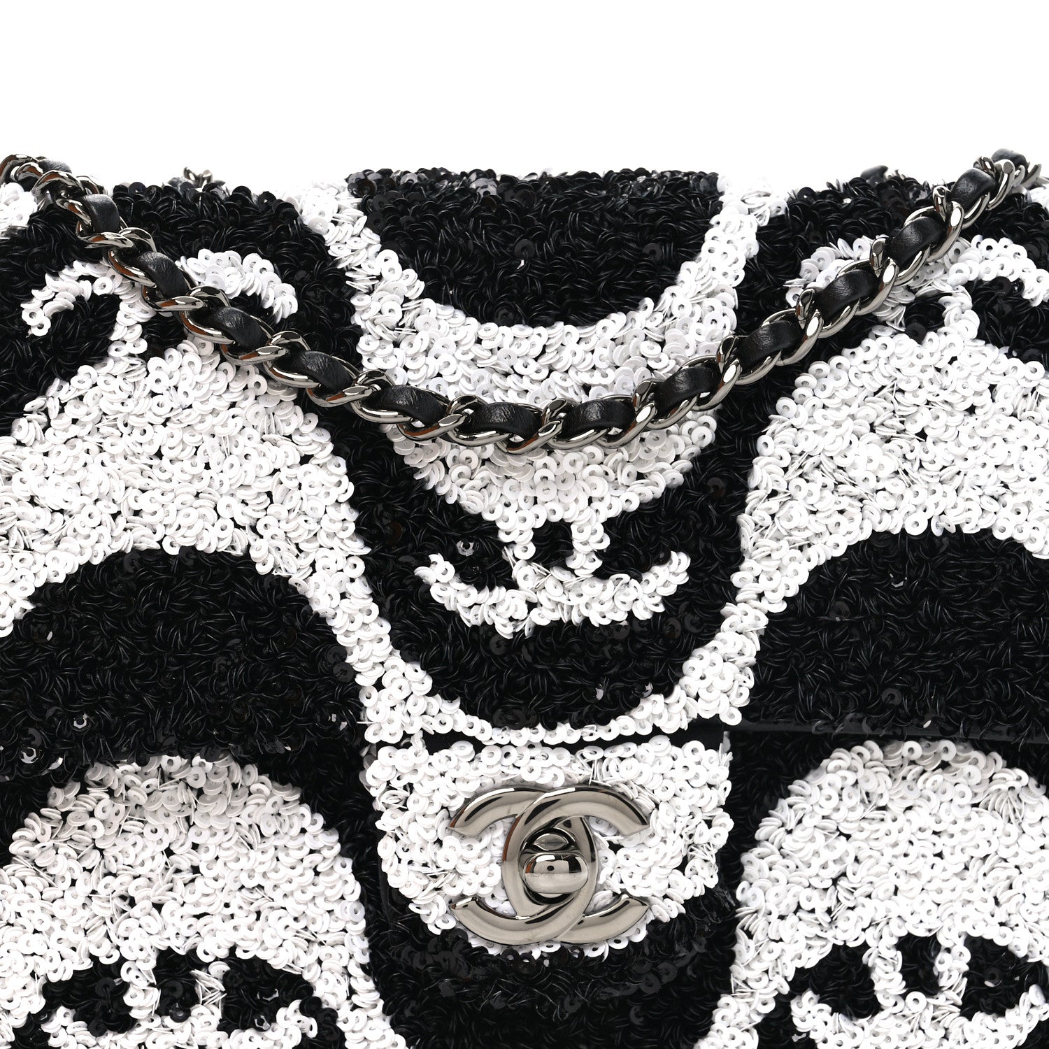 Sequin Mini Rectangular Flap Black White