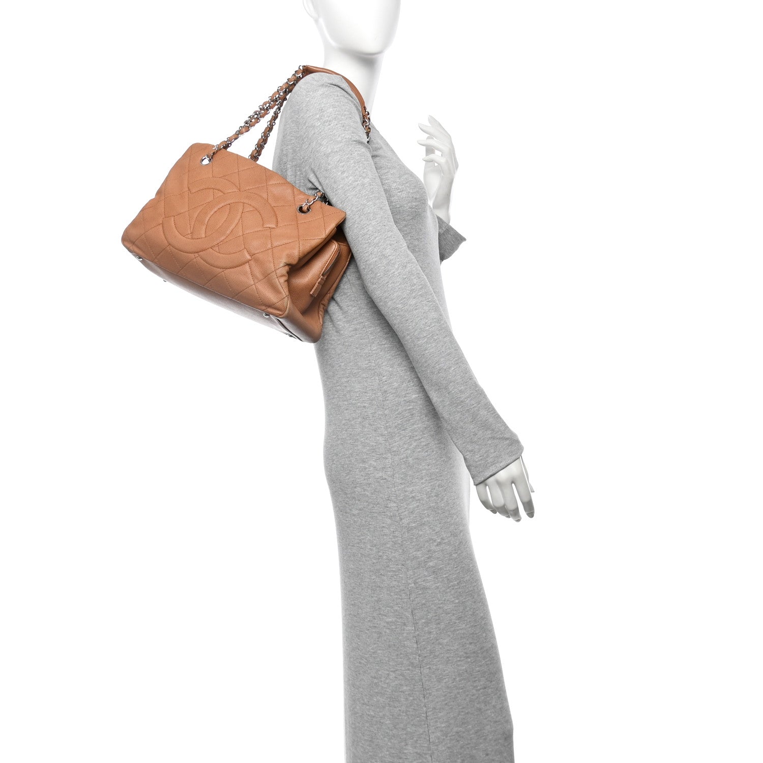 Caviar Quilted Timeless CC Shopping Tote Brown