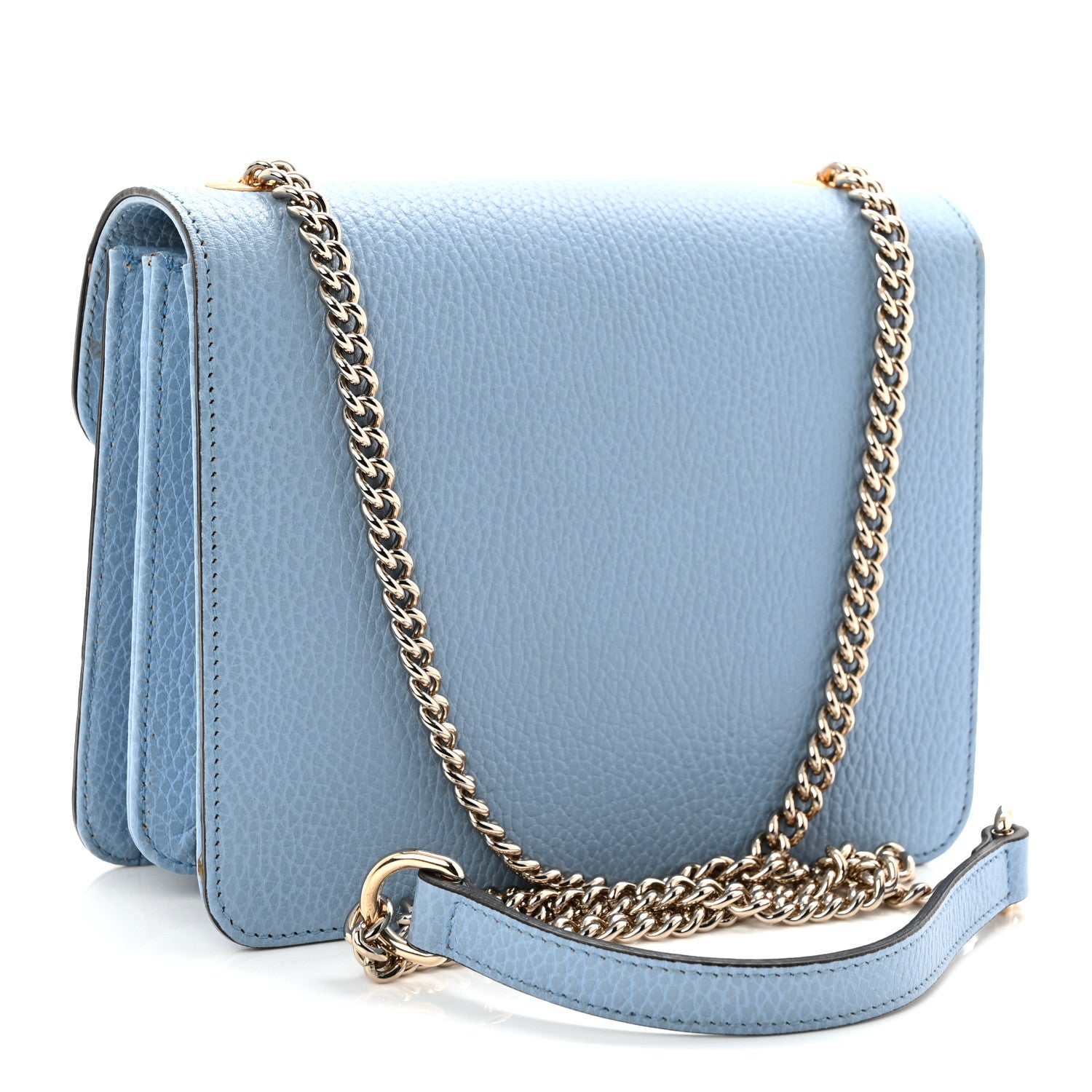 Dollar Calfskin Small Interlocking G Shoulder Bag Mineral Blue