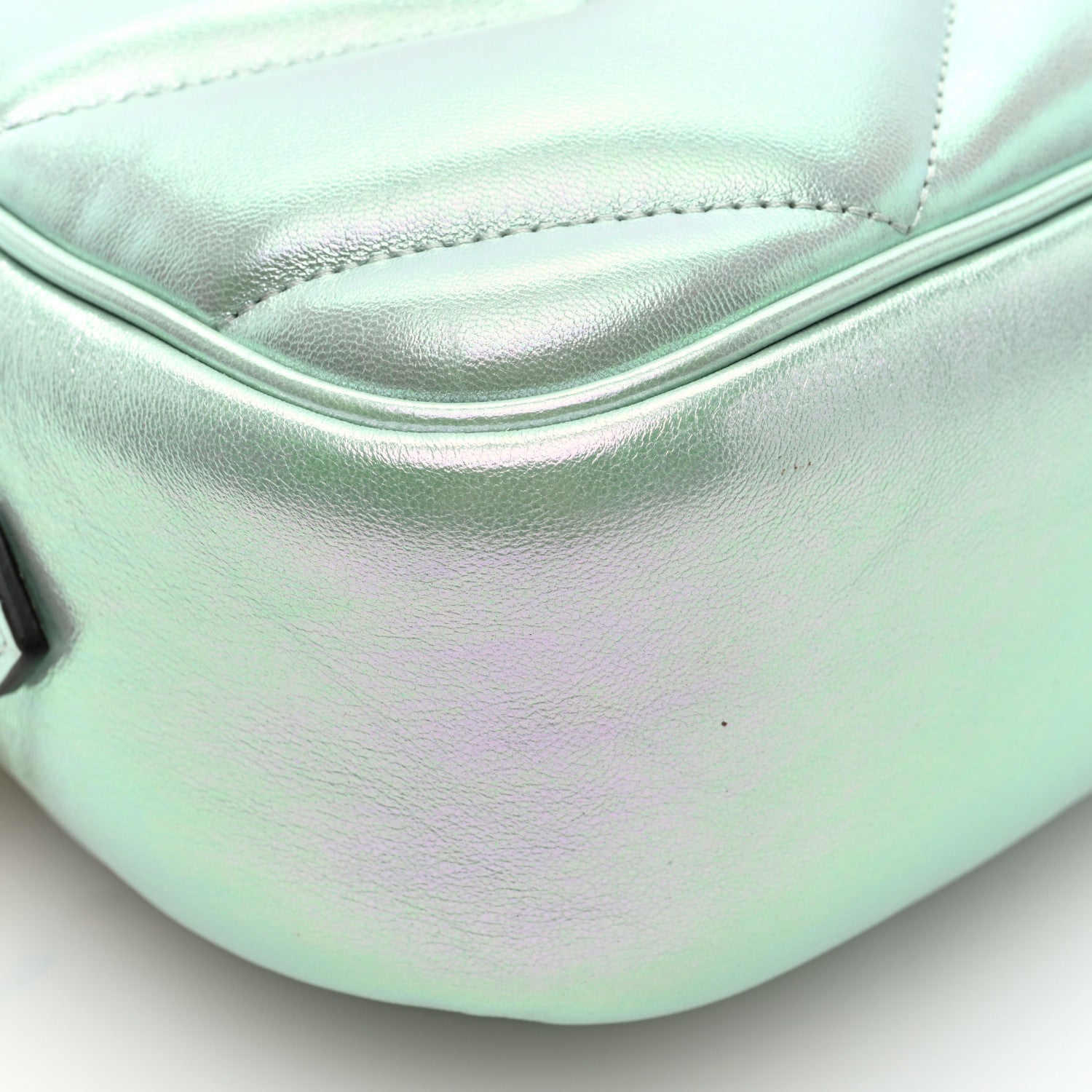 Iridescent Nappa Chevron Matelasse Small GG Marmont Chain Shoulder Bag Iridescent Salvy Green