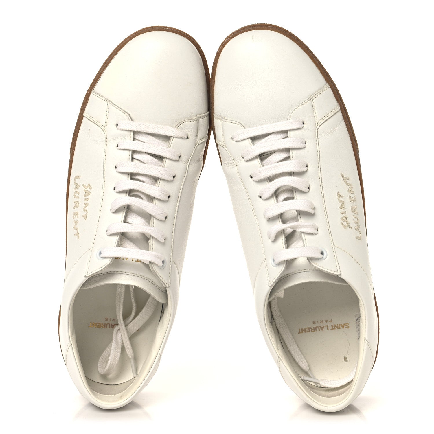 Calfskin Embroidered Mens Court Classic Sneakers 42.5 White