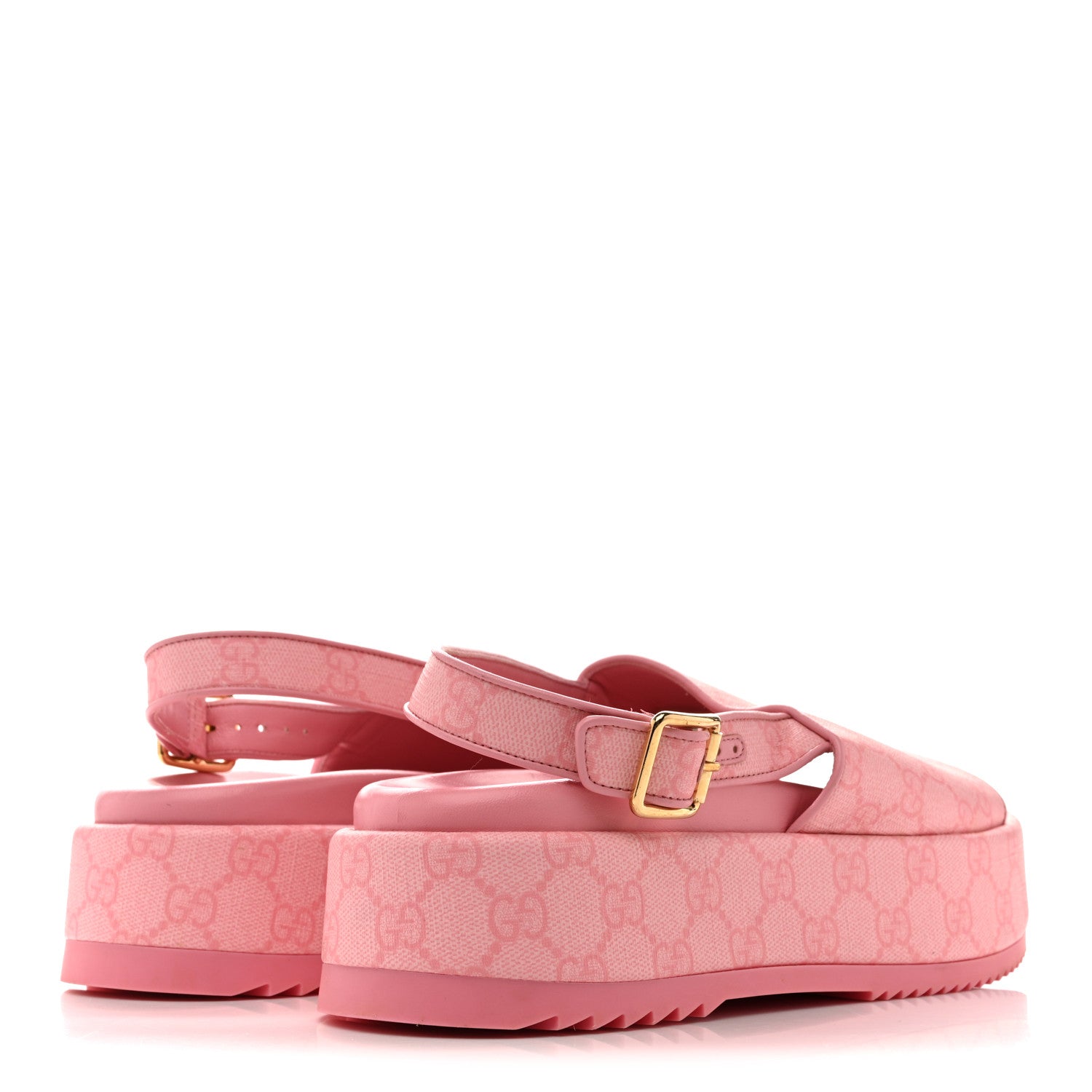 GG Supreme Monogram Granada Kid Angelina Platform 35mm Slingback Sandals 40.5 Cotton Candy Dark Cotton Candy Wild Rose