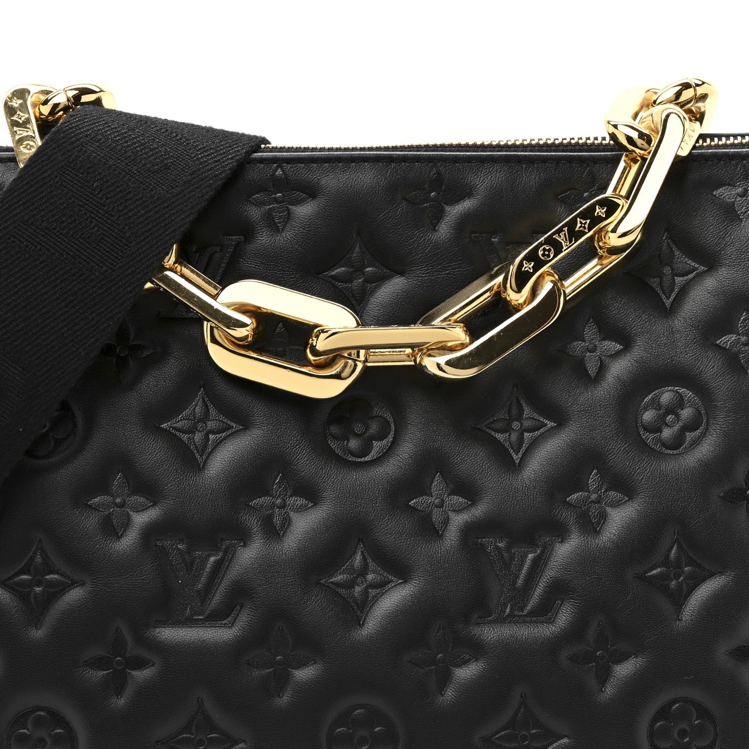 Lambskin Embossed Monogram Coussin MM Black