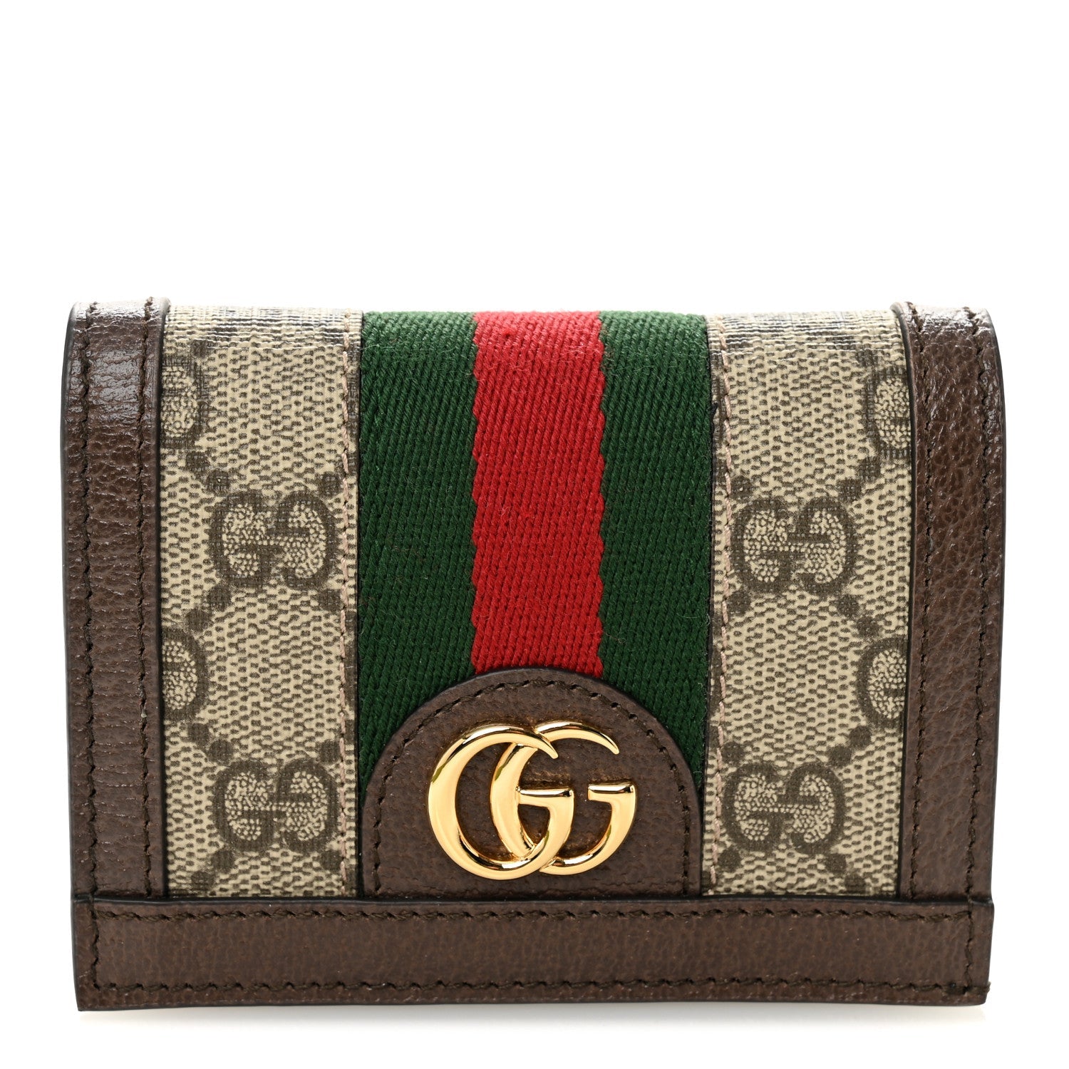 GG Supreme Monogram Web Ophidia Card Case Beige New Acero