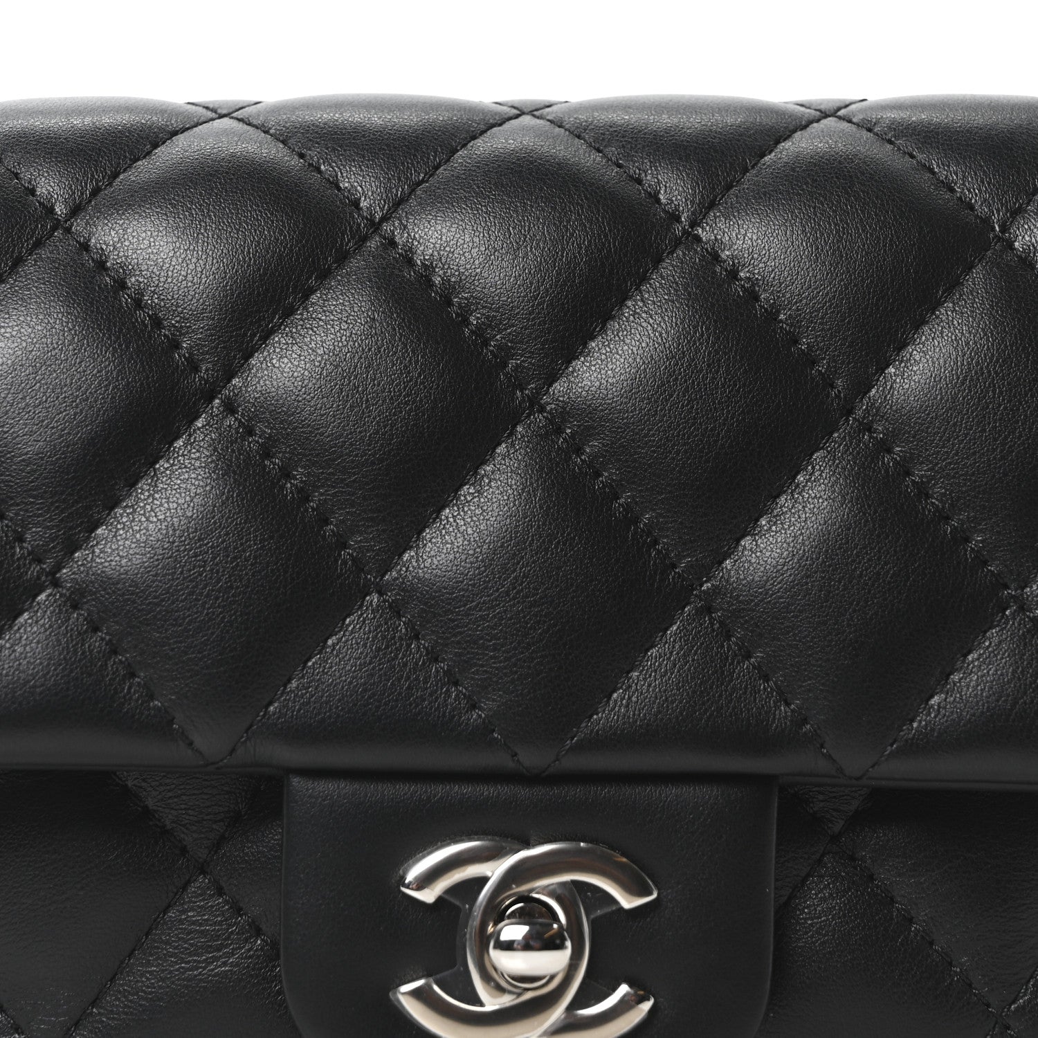 Calfskin Quilted CC Uniform Flap Belt Bag Black