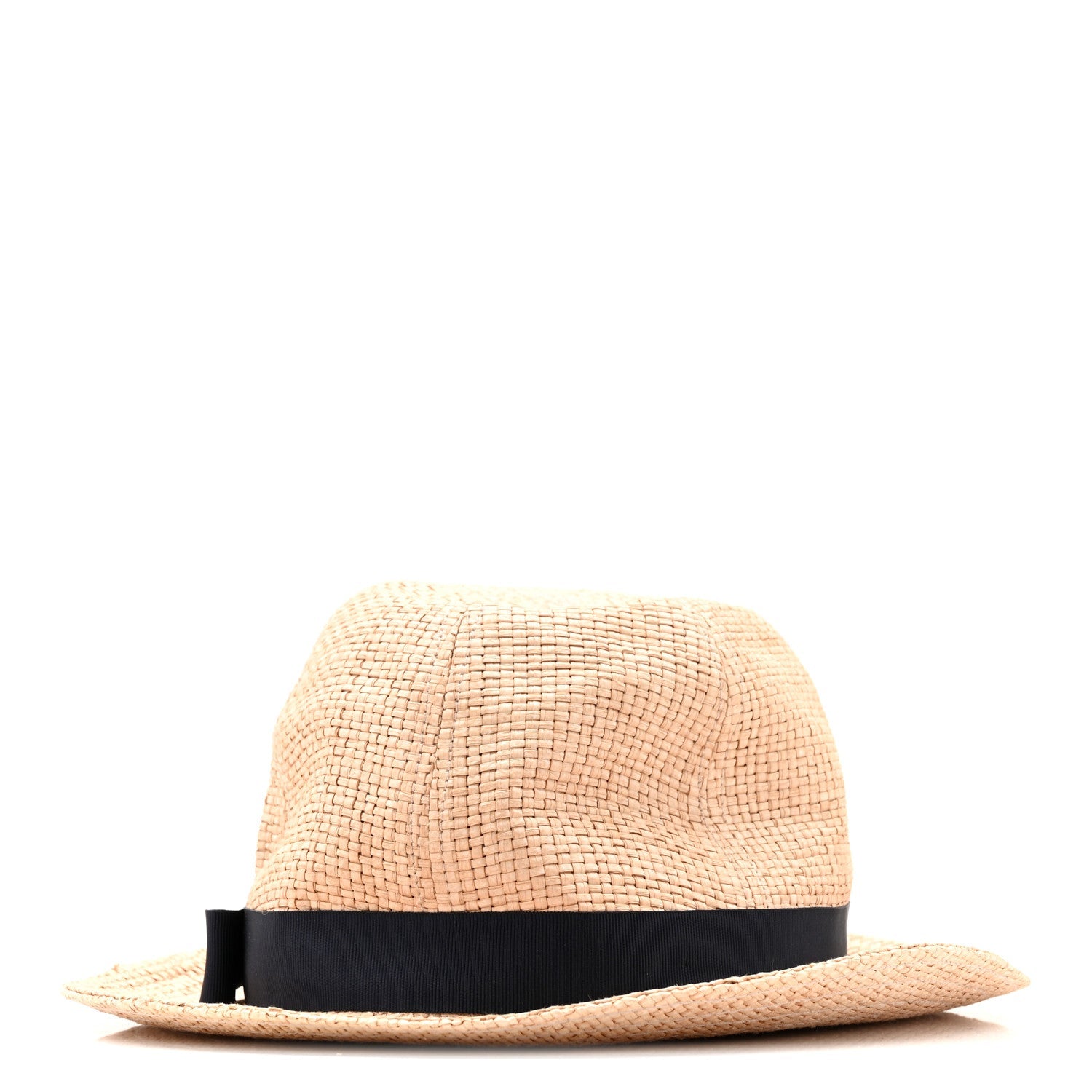 Straw Grosgrain Wide Brim Hat L Black