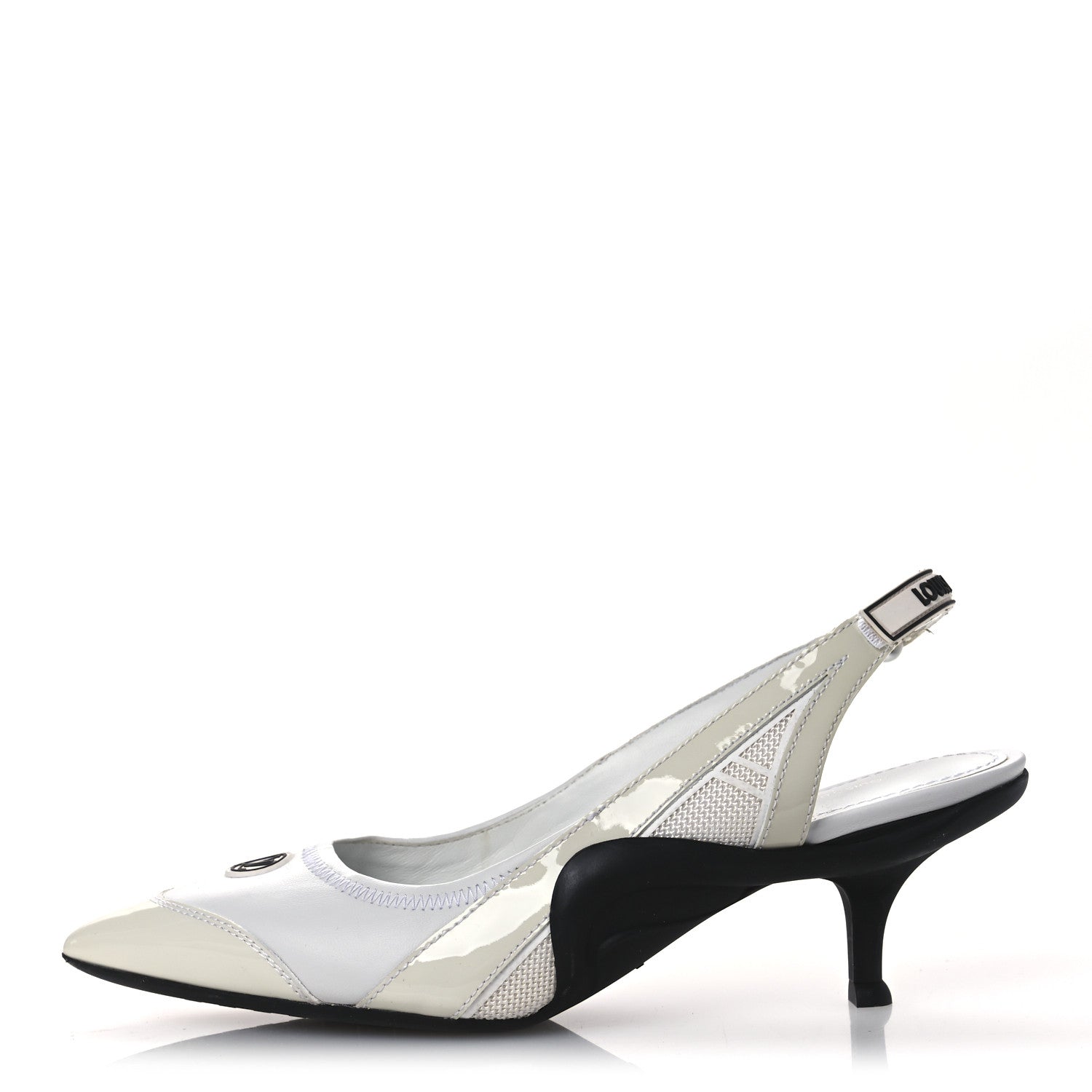 Lambskin Patent Calfskin Archlight Slingback Pumps 39 White Black