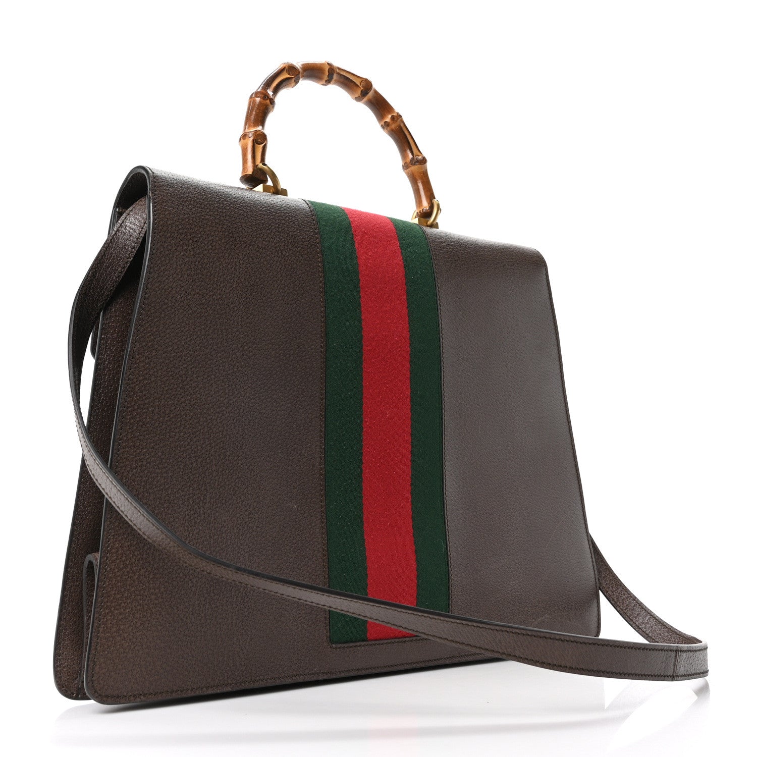 Calfskin Bamboo Web Falena Moth Top Handle Bag Brown