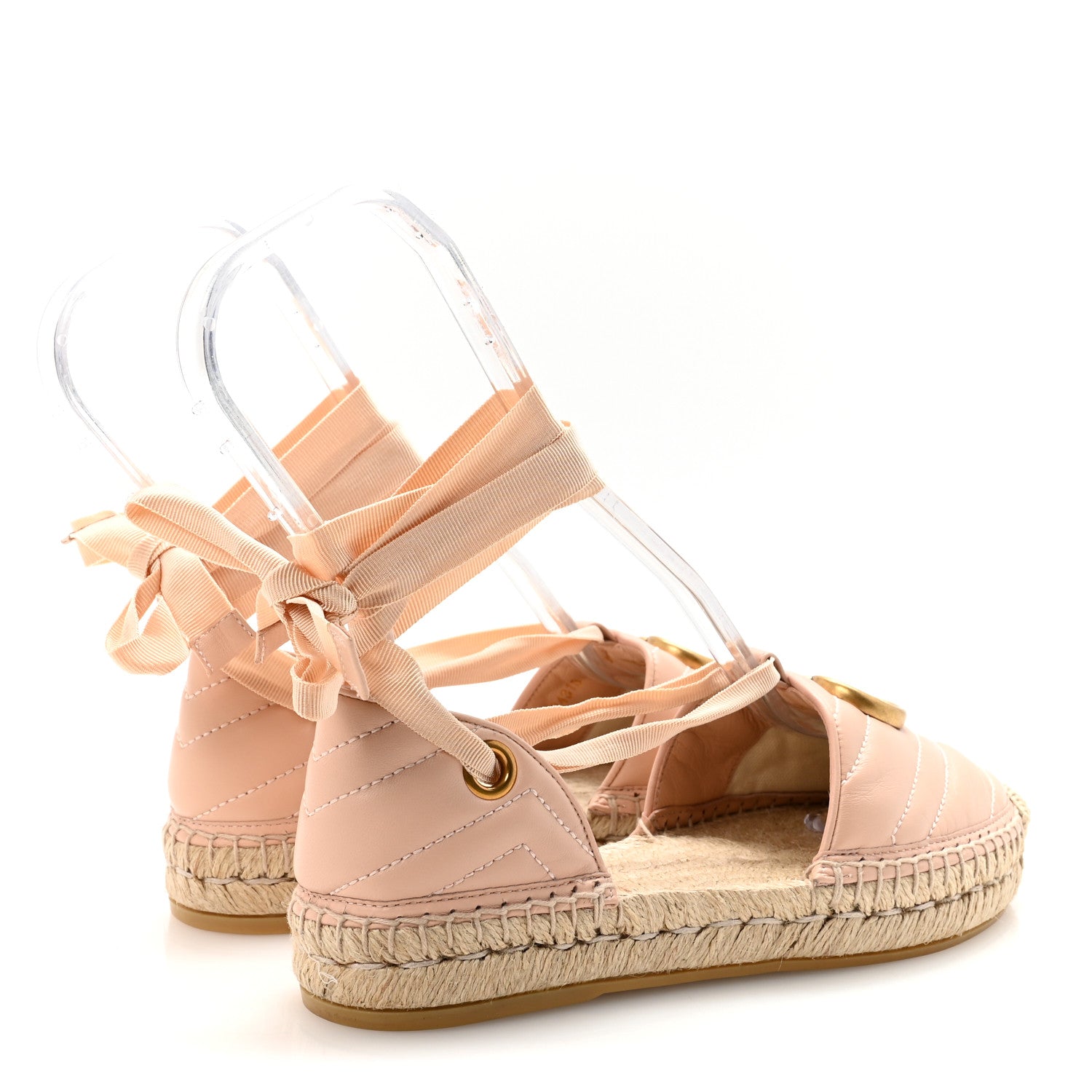 Nappa Matelasse GG Marmont Ankle Wrap Espadrilles 35 Skin Rose