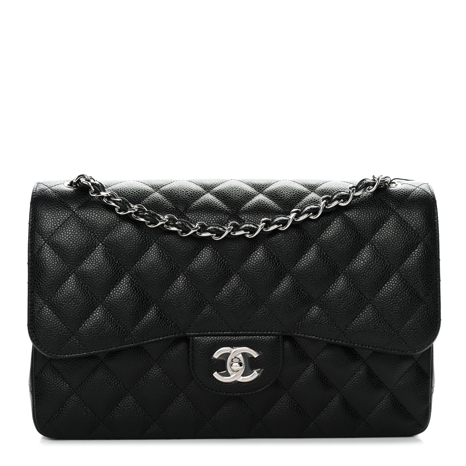 Caviar Quilted Jumbo Double Flap Black