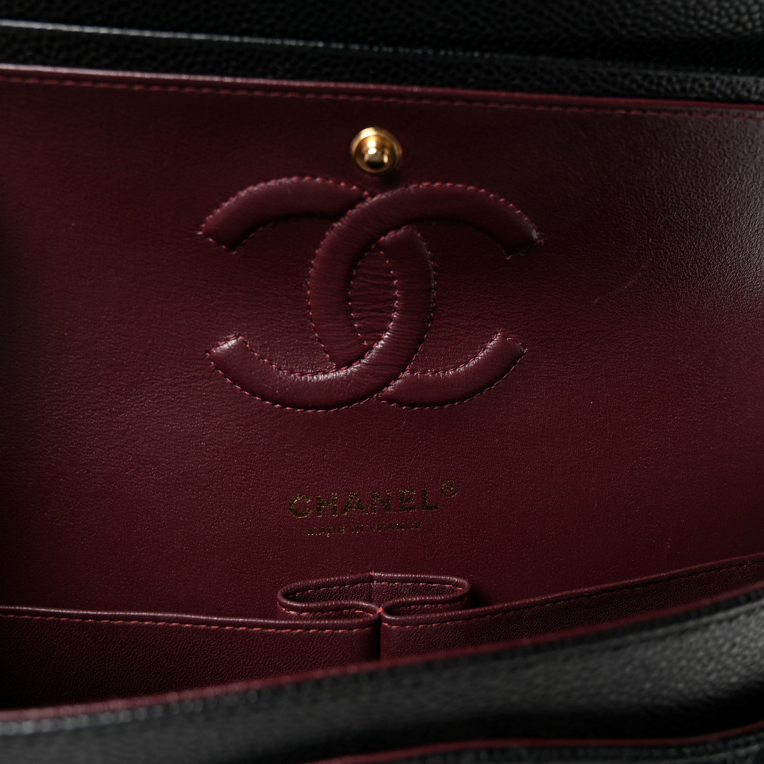 Caviar Quilted Medium Double Flap Black