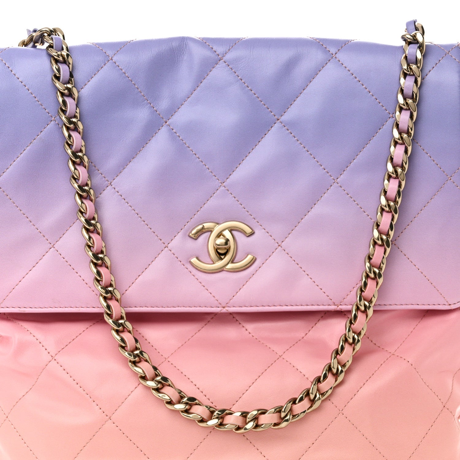 Shaded Calfskin CC Hobo Light Purple Pink Coral