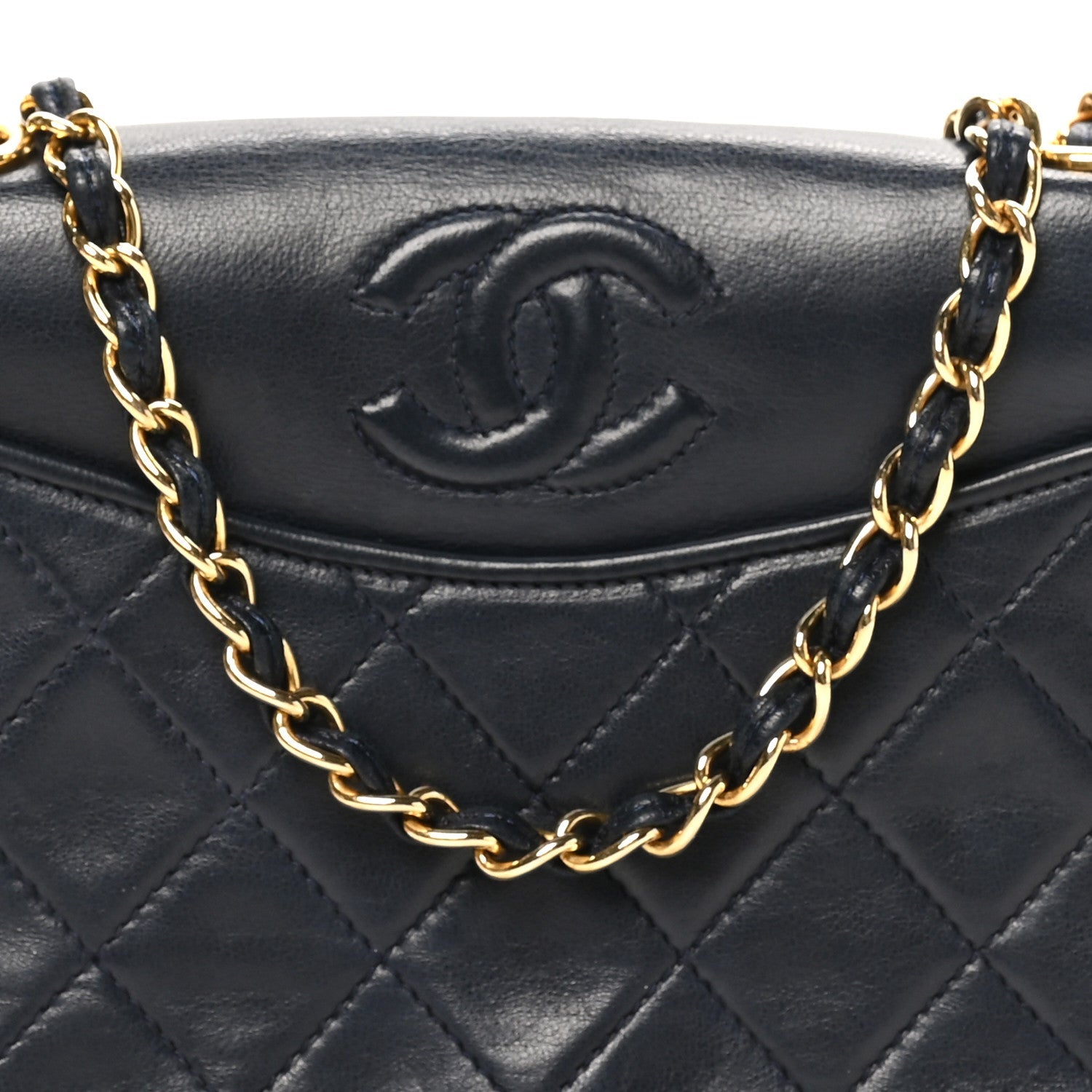 Lambskin Quilted Timeless CC Small Single Flap Navy Blue