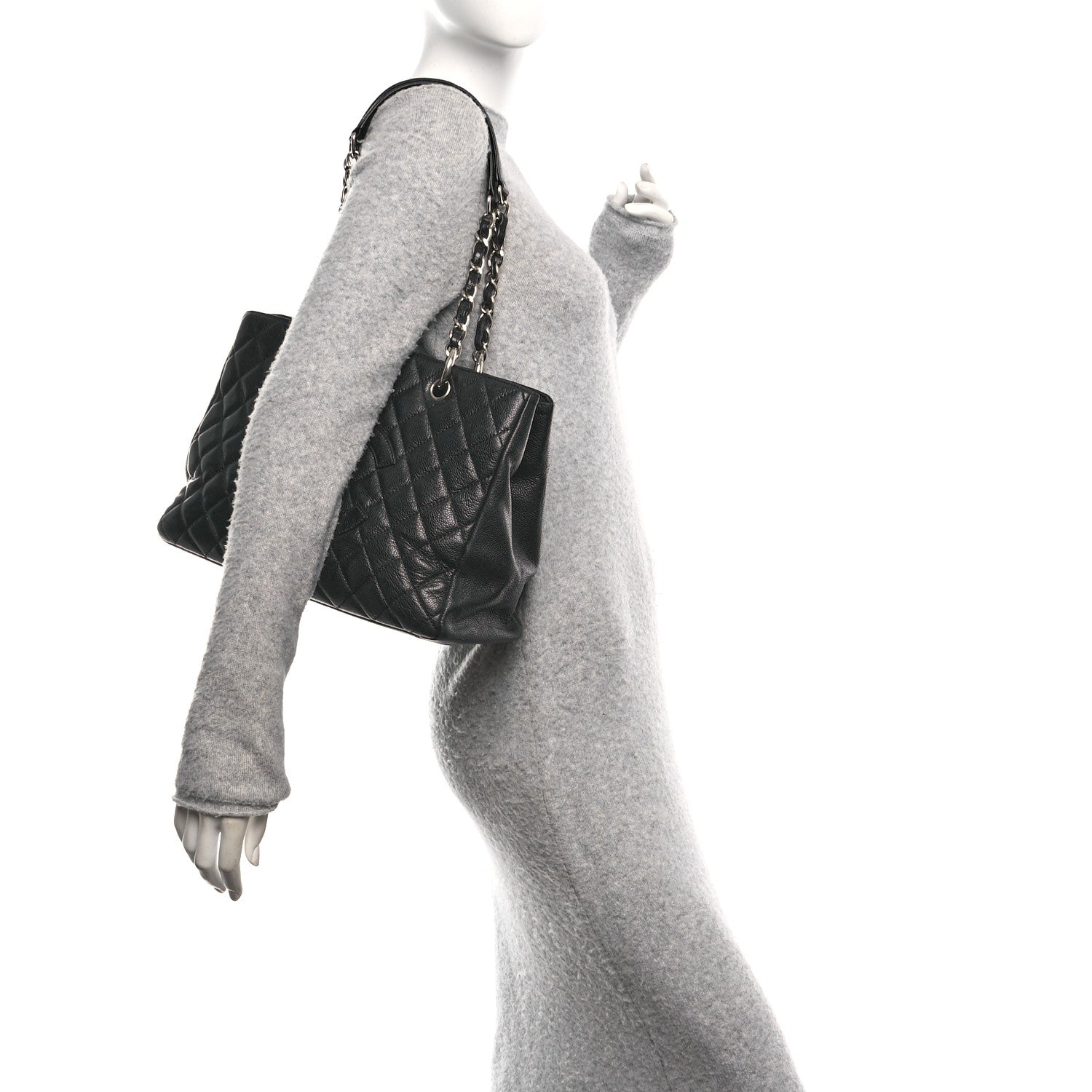 Caviar Quilted Grand Shopping Tote GST Black