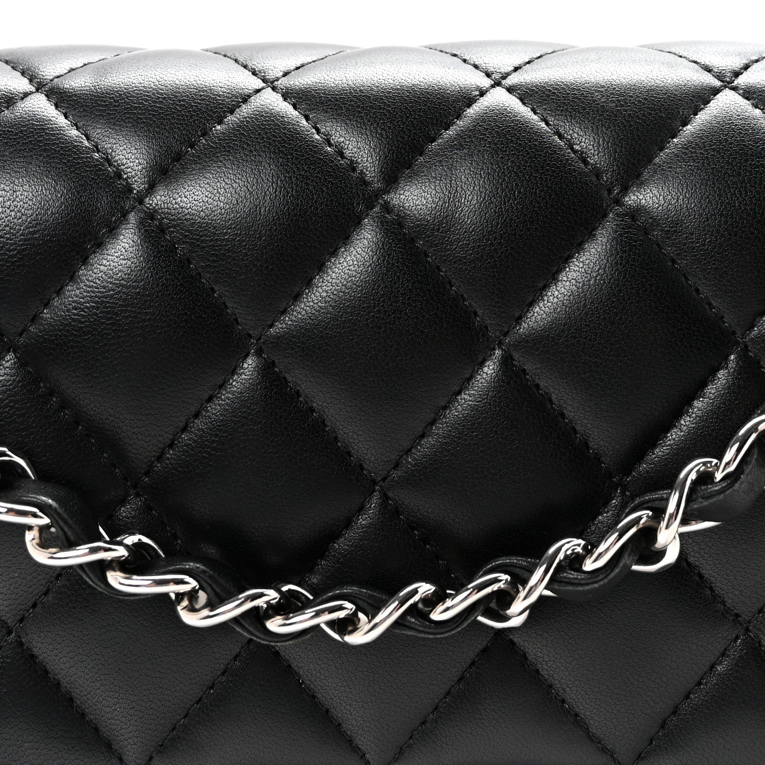 Lambskin Quilted Medium Double Flap Black
