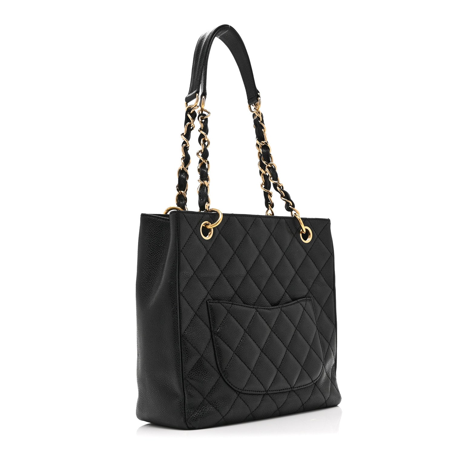 Caviar Quilted Petit Shopping Tote PST Black