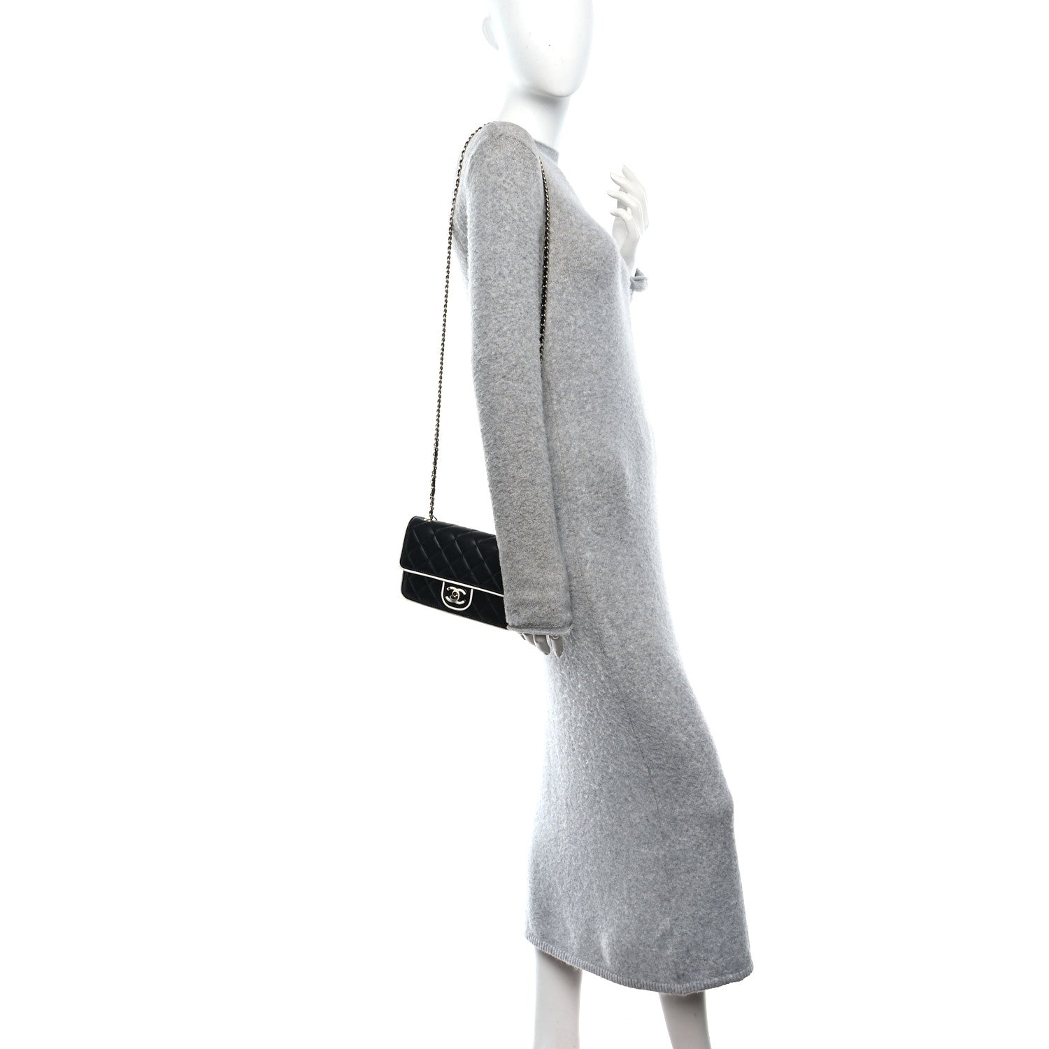 Lambskin Quilted Resin CC Mini Flap Bag Black White